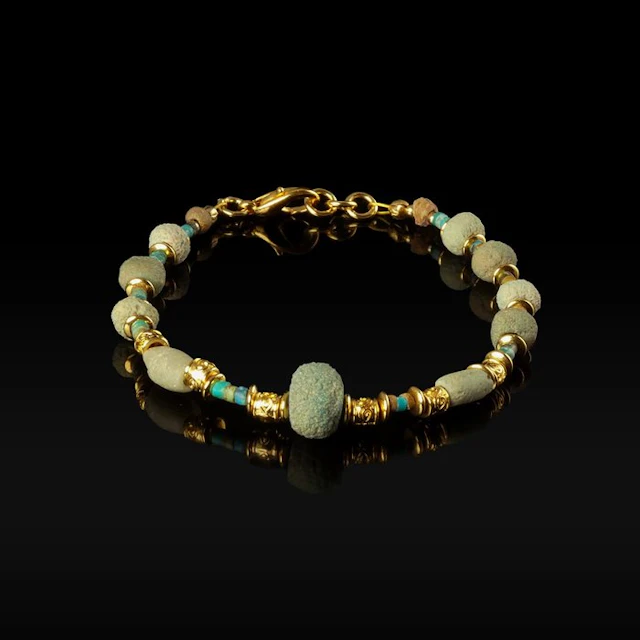 Ancient Egypt, Late Period Bracelet, with Egyptian Faience Beads