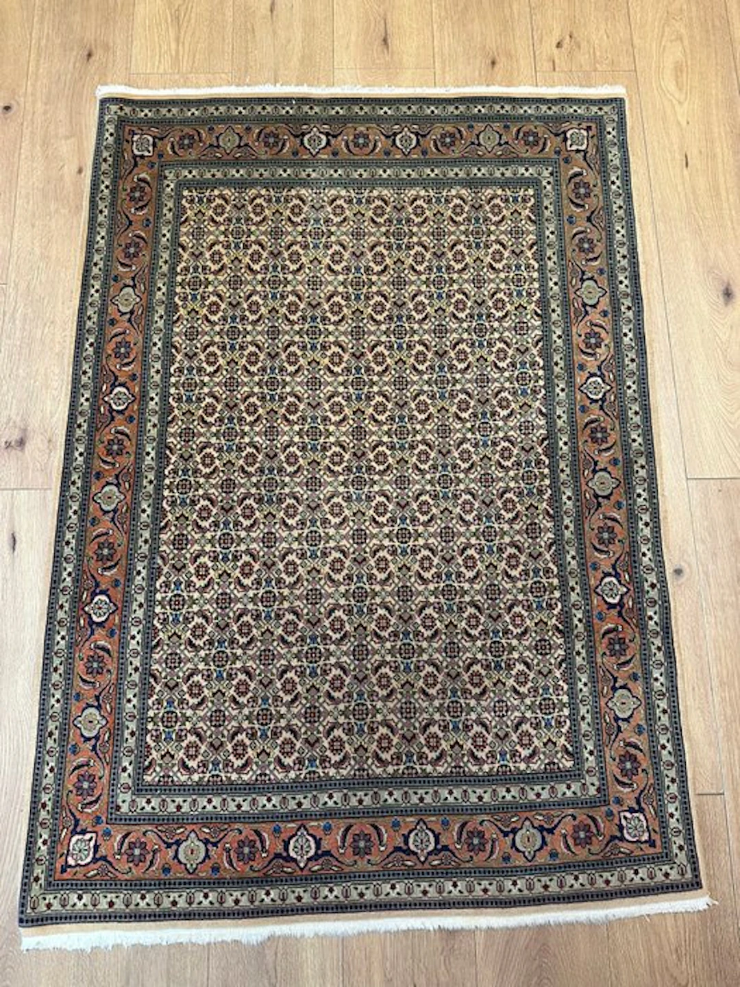 Beautiful hand-knotted Indo-Tabriz Oriental rug with a fine allover pattern