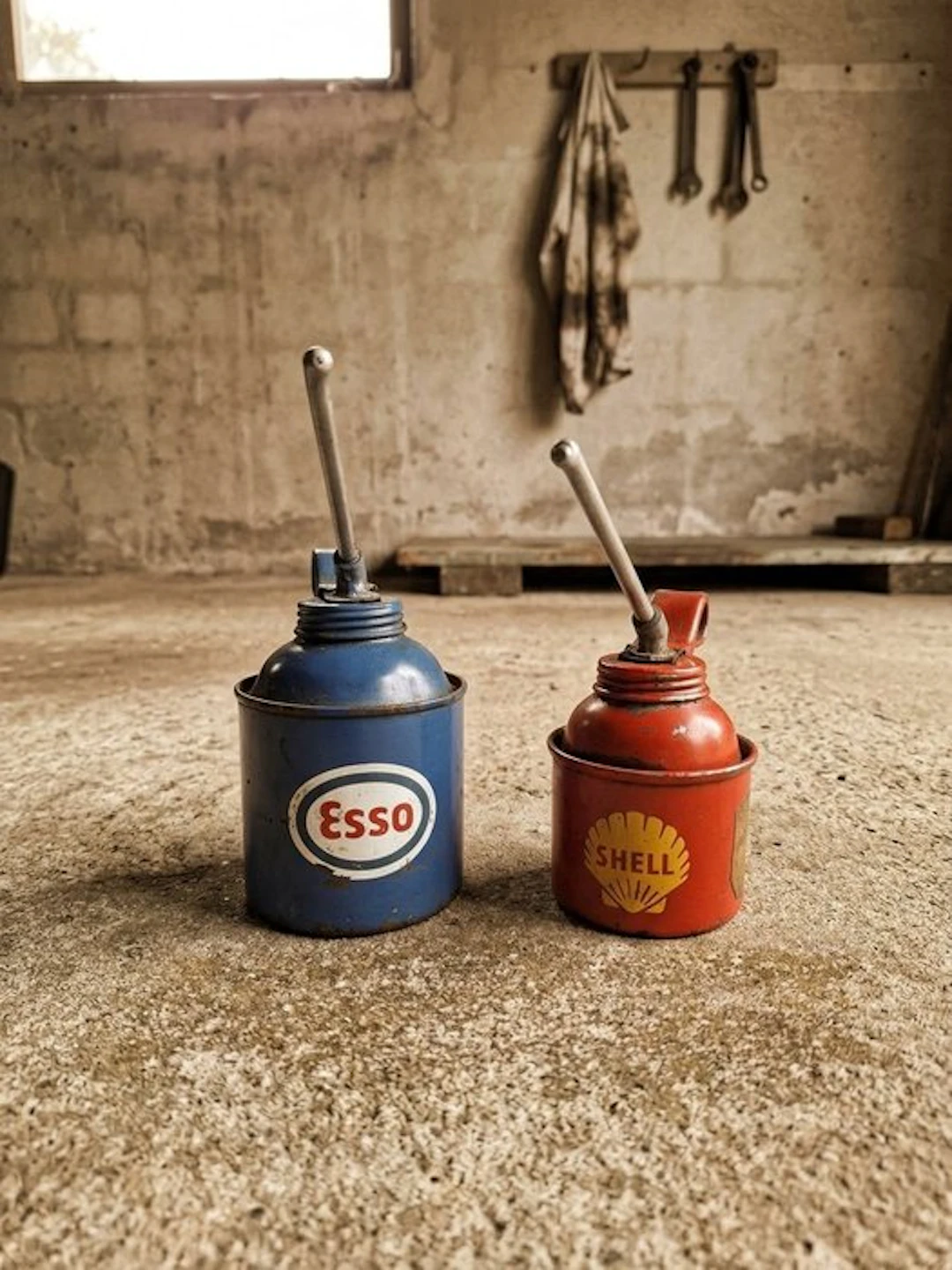 Petrol pump (2) - Esso, Shell - Ancienne burette - 1960-1970