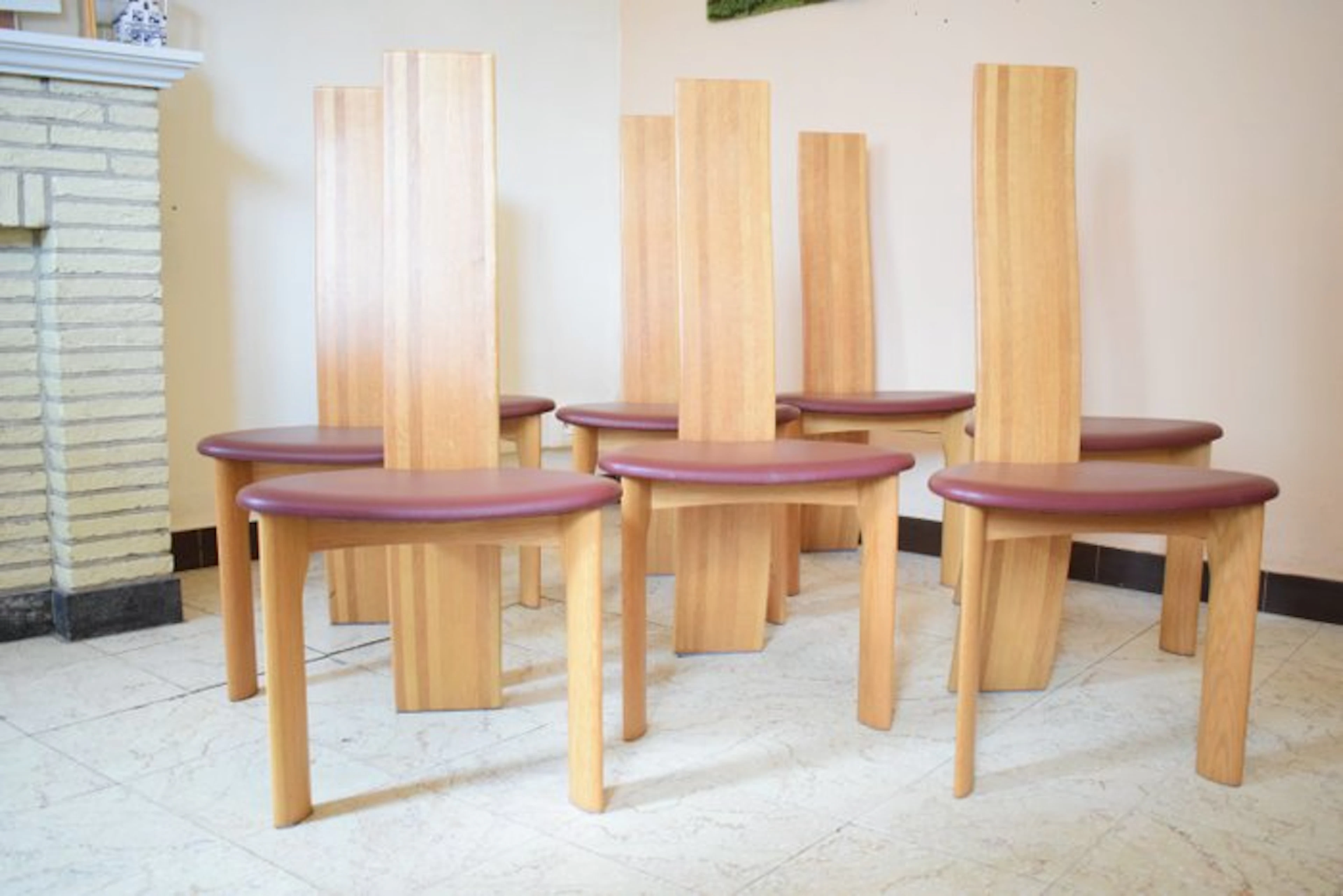 Van den Berghe - Pauvers - Bob Van Den Berghe - Chair (8) - Iris - Oak, Leather