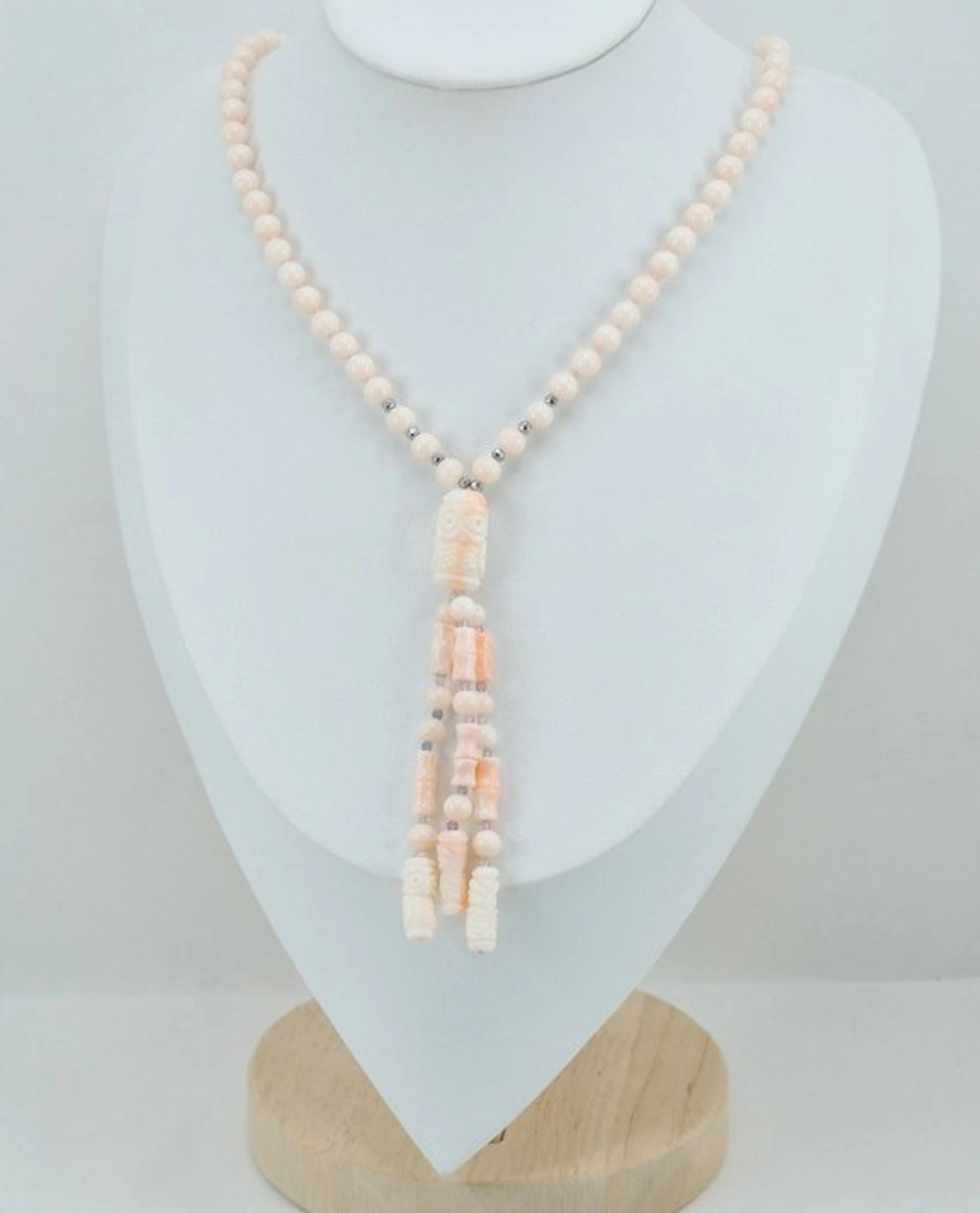 Coral - Silver - Necklace - Pink Coral