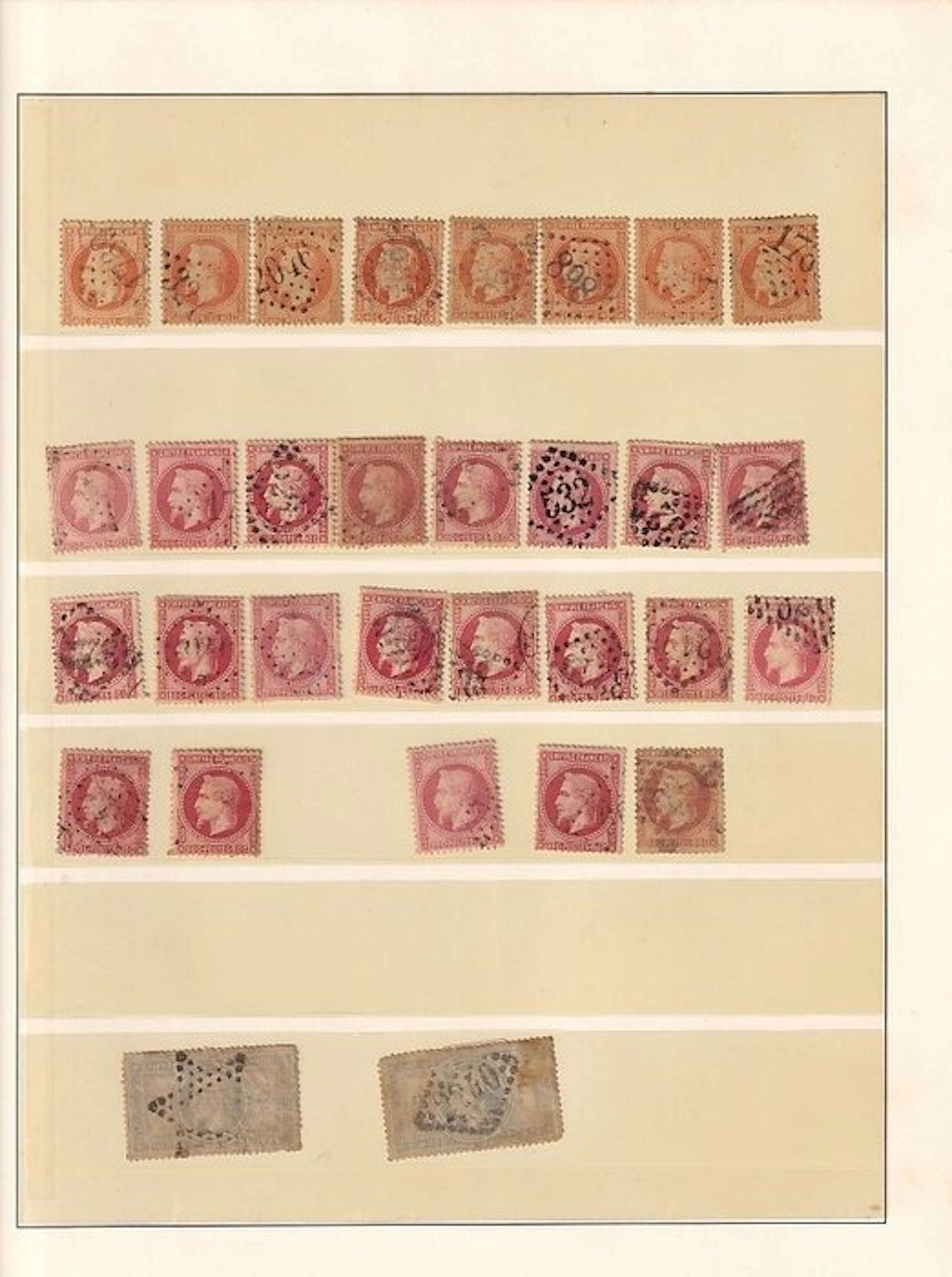 France - collection de timbre avec napoléon 5frs