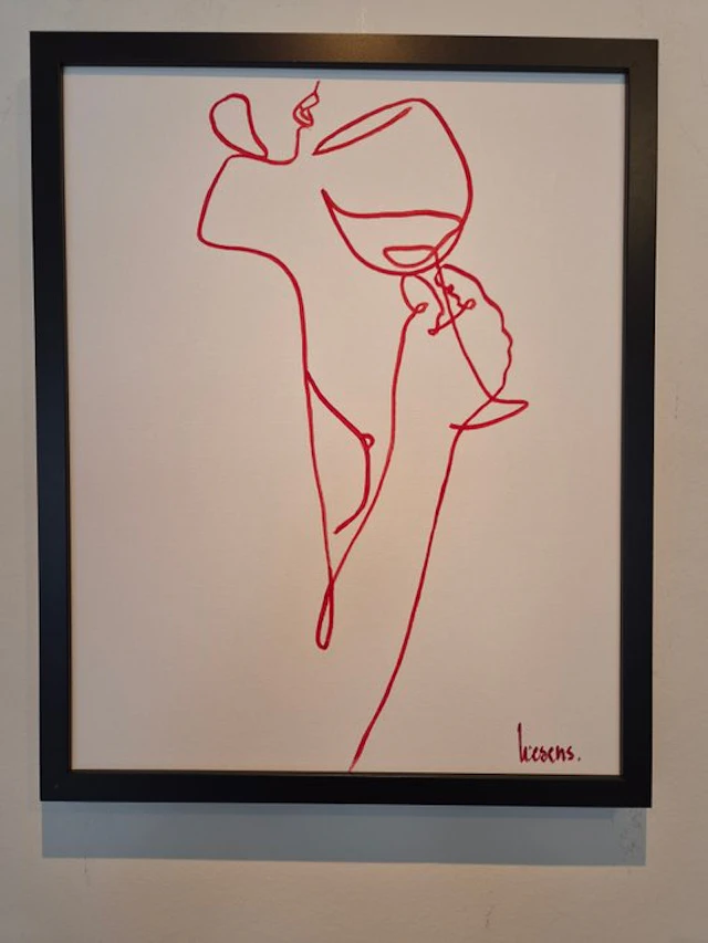 Liesens - Wine tasting (handpainted on canvas) met lijst