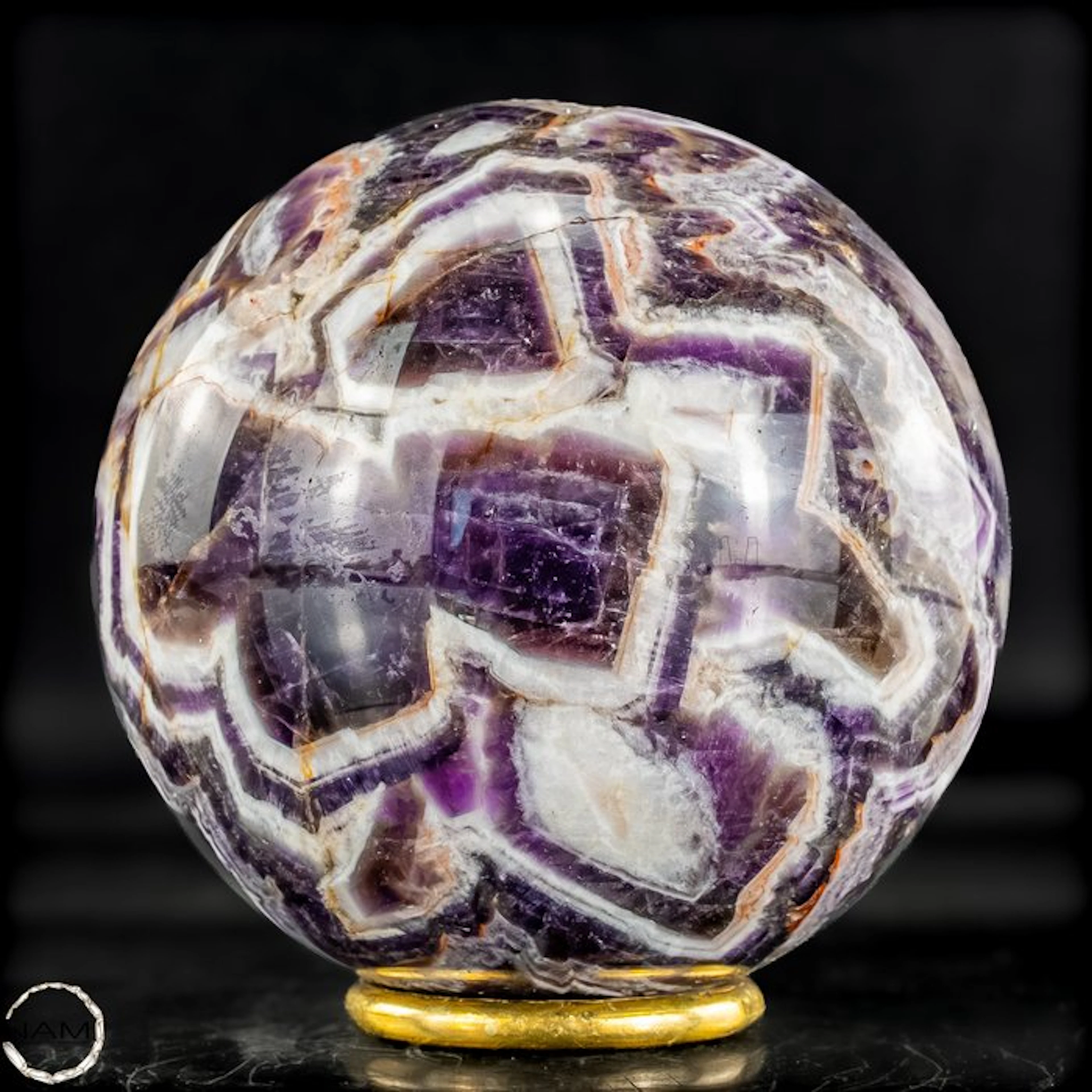 Natural Chevron Amethyst Sphere – bold purple drawing...