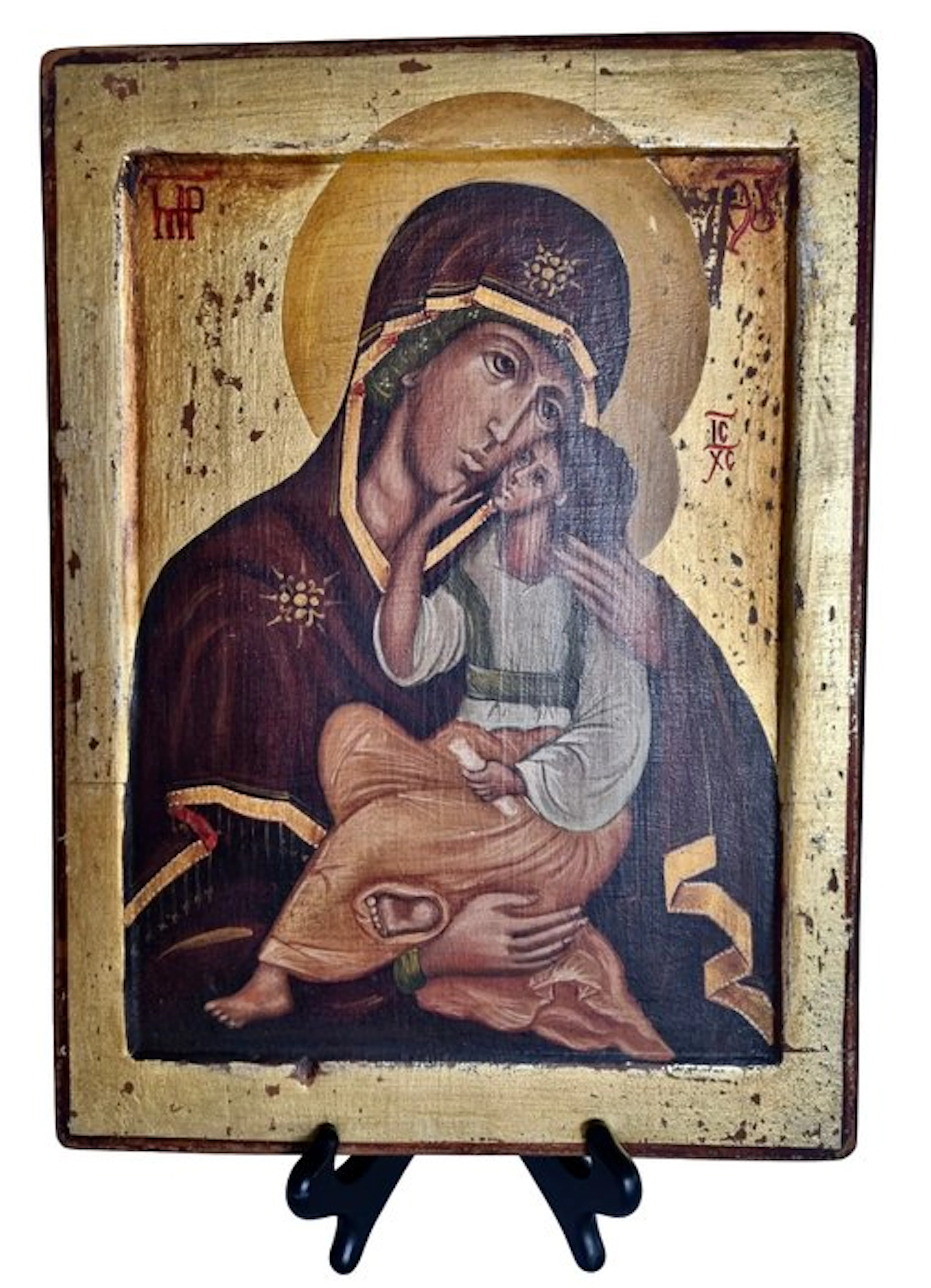 Icon - The Virgin of Jaroslav - Wood - Hand-painted - 27 x 36.5 cm