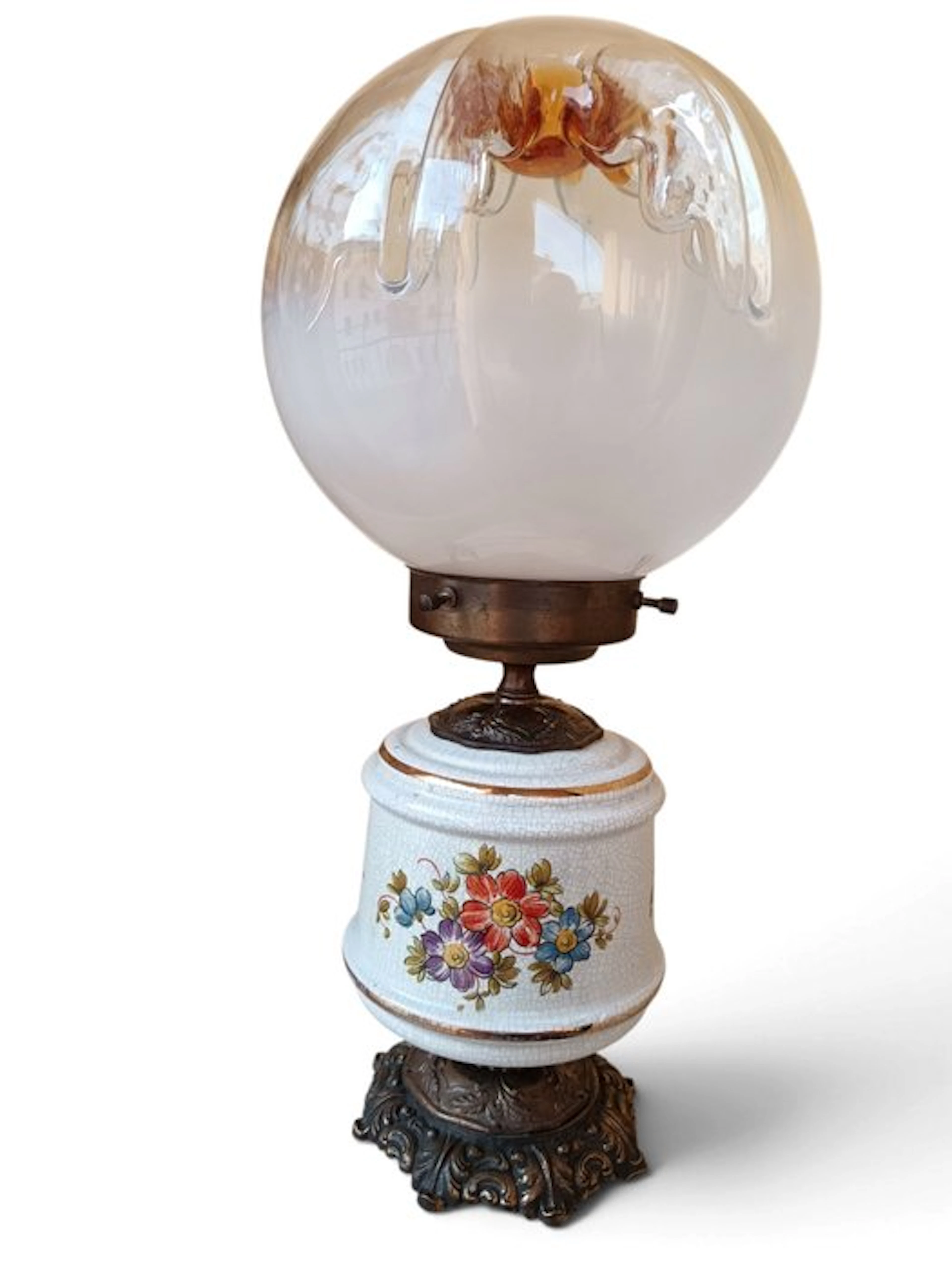 Mazzega - Table lamp - Glass, Porcelain, Metal, Brass