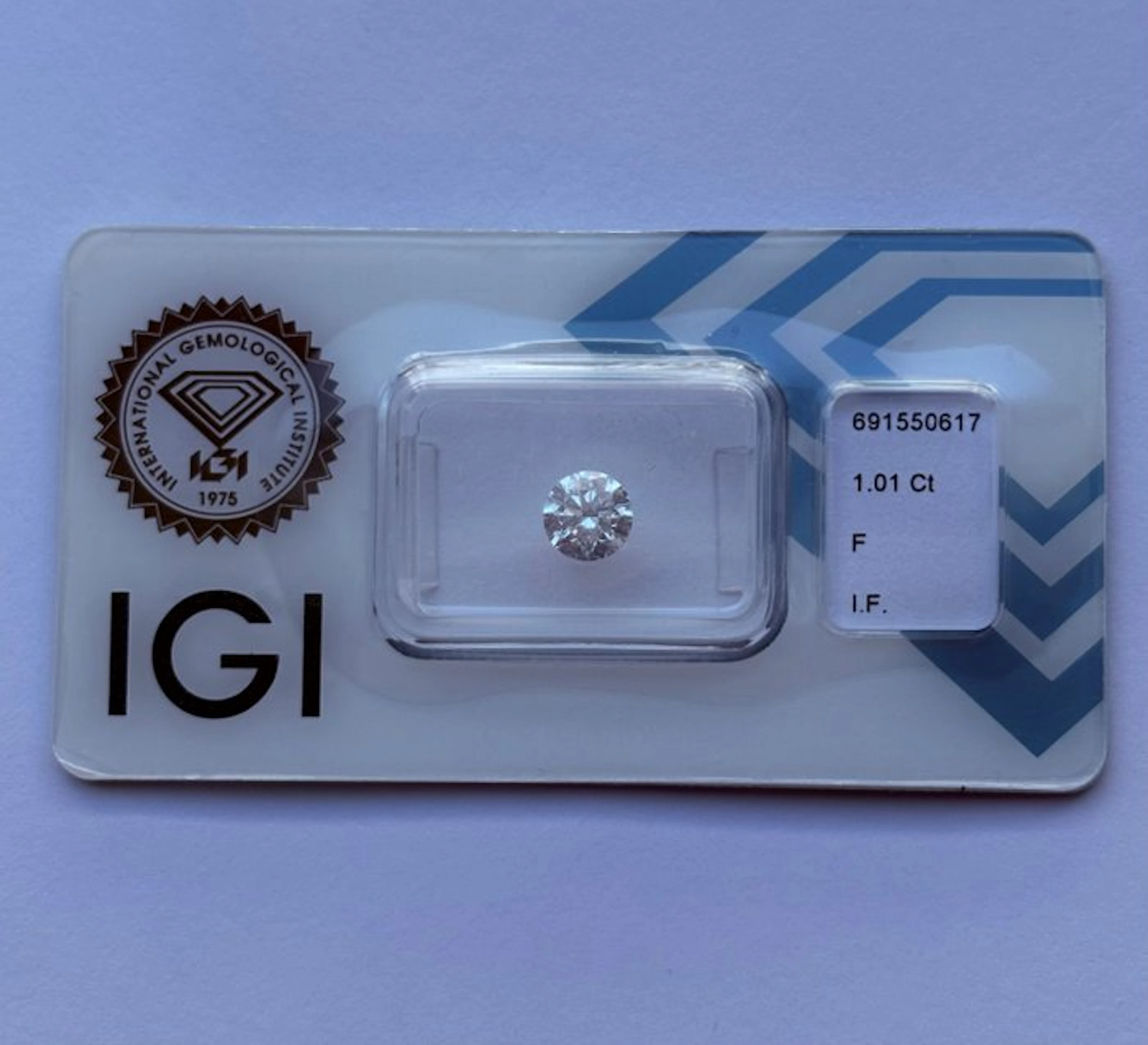 1 pcs Diamond (Natural) - 1.01 ct - Round - F - IF...
