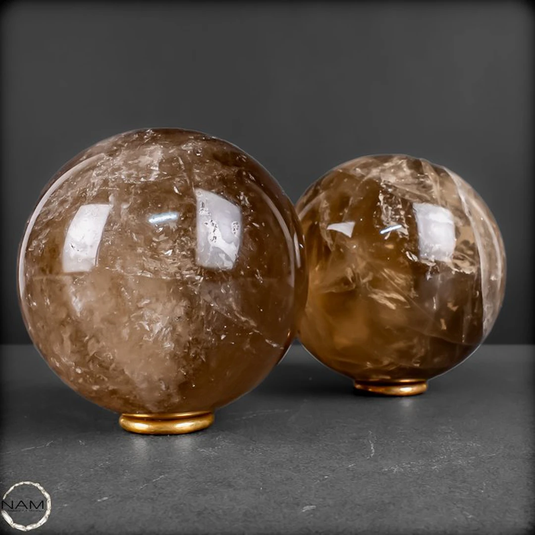 Smoky quartz duo – Two mysterious Crystal Worlds in noble...