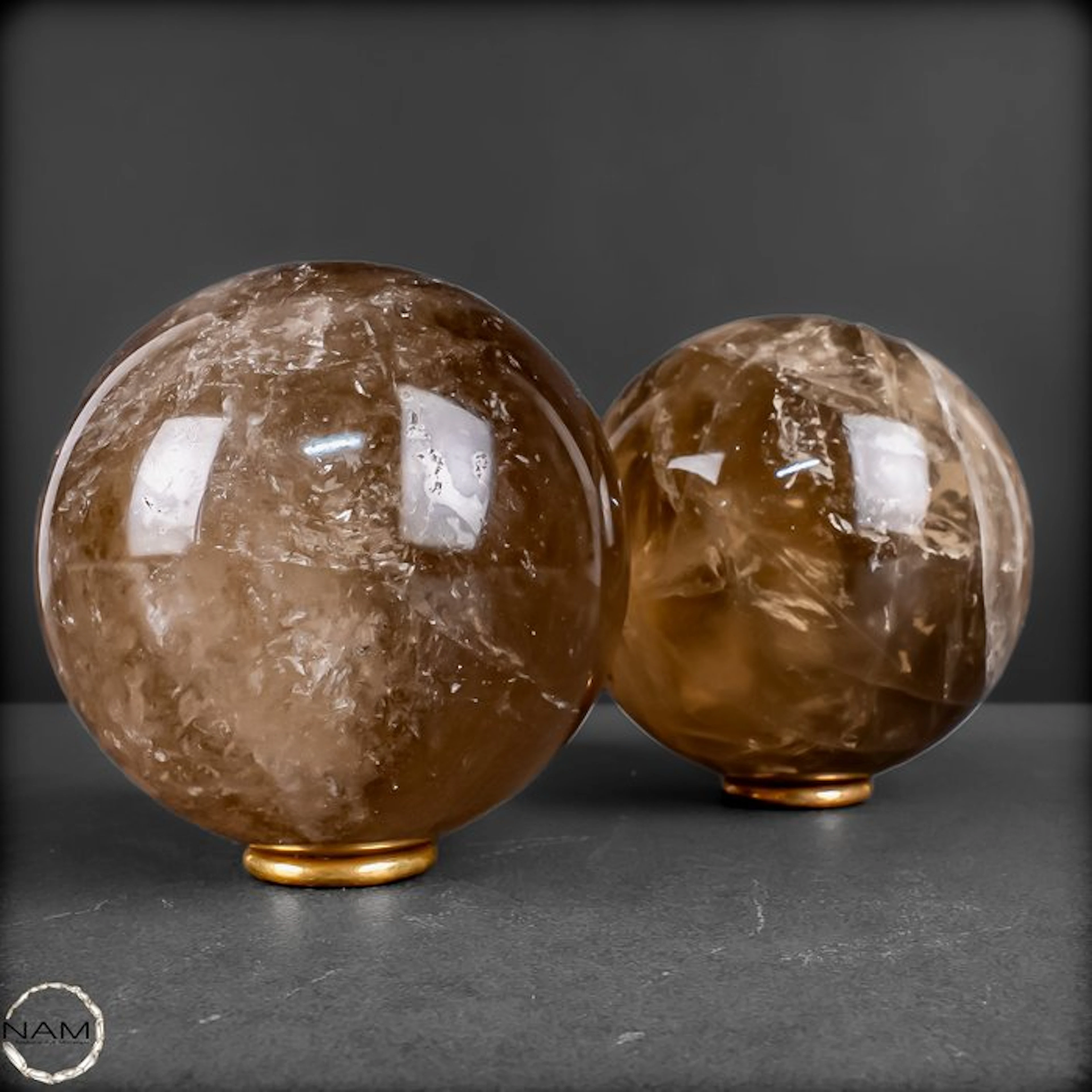 Smoky quartz duo – Two mysterious Crystal Worlds in noble...