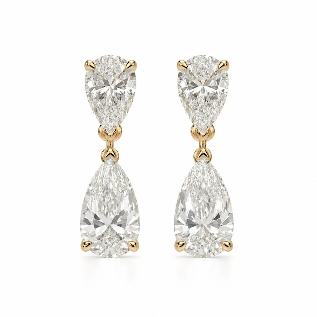 Earrings - 14 kt. Yellow gold - 8.19ct. tw. Diamond (Lab-grown)