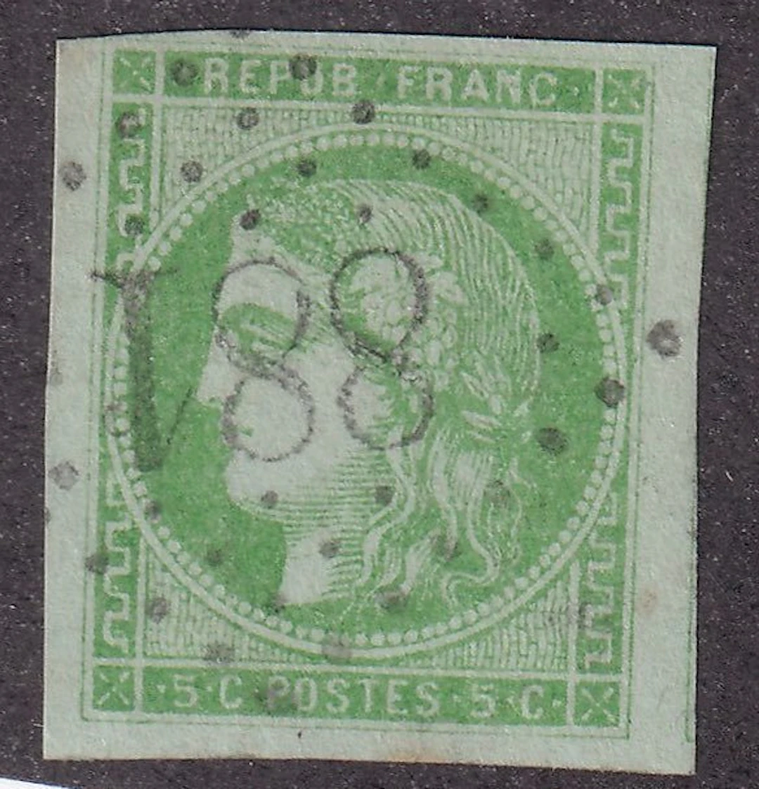 France - 5c green - signed Calves - SUPERB - Yvert n°42B
