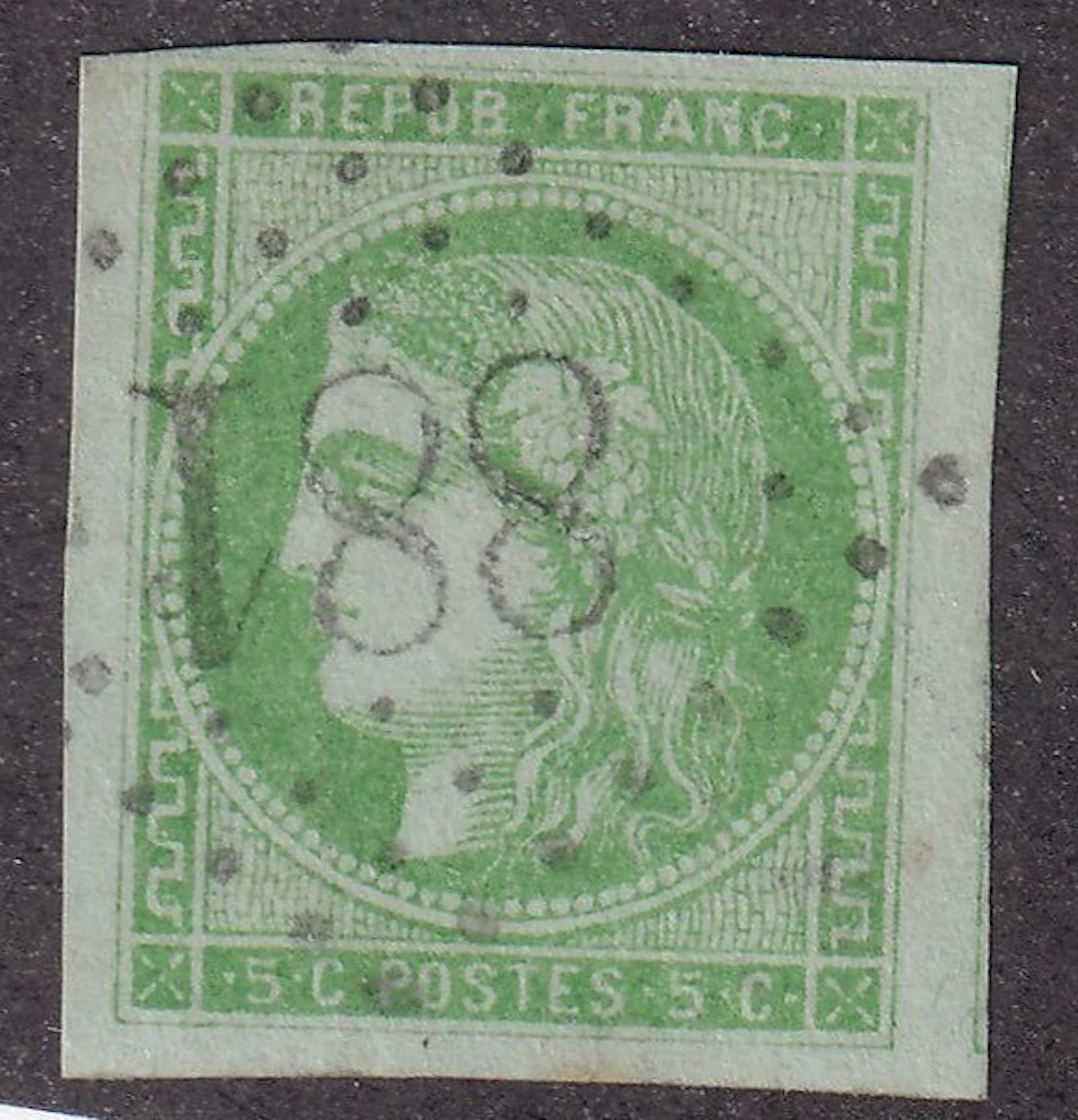 France - 5c green - signed Calves - SUPERB - Yvert n°42B