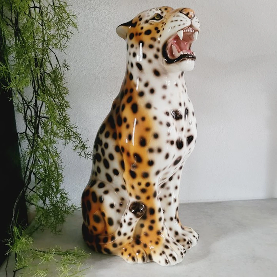 Statue, Luipaard, Gesigneerd, Italiaans Keramiek - 60 cm - Ceramic - 1970