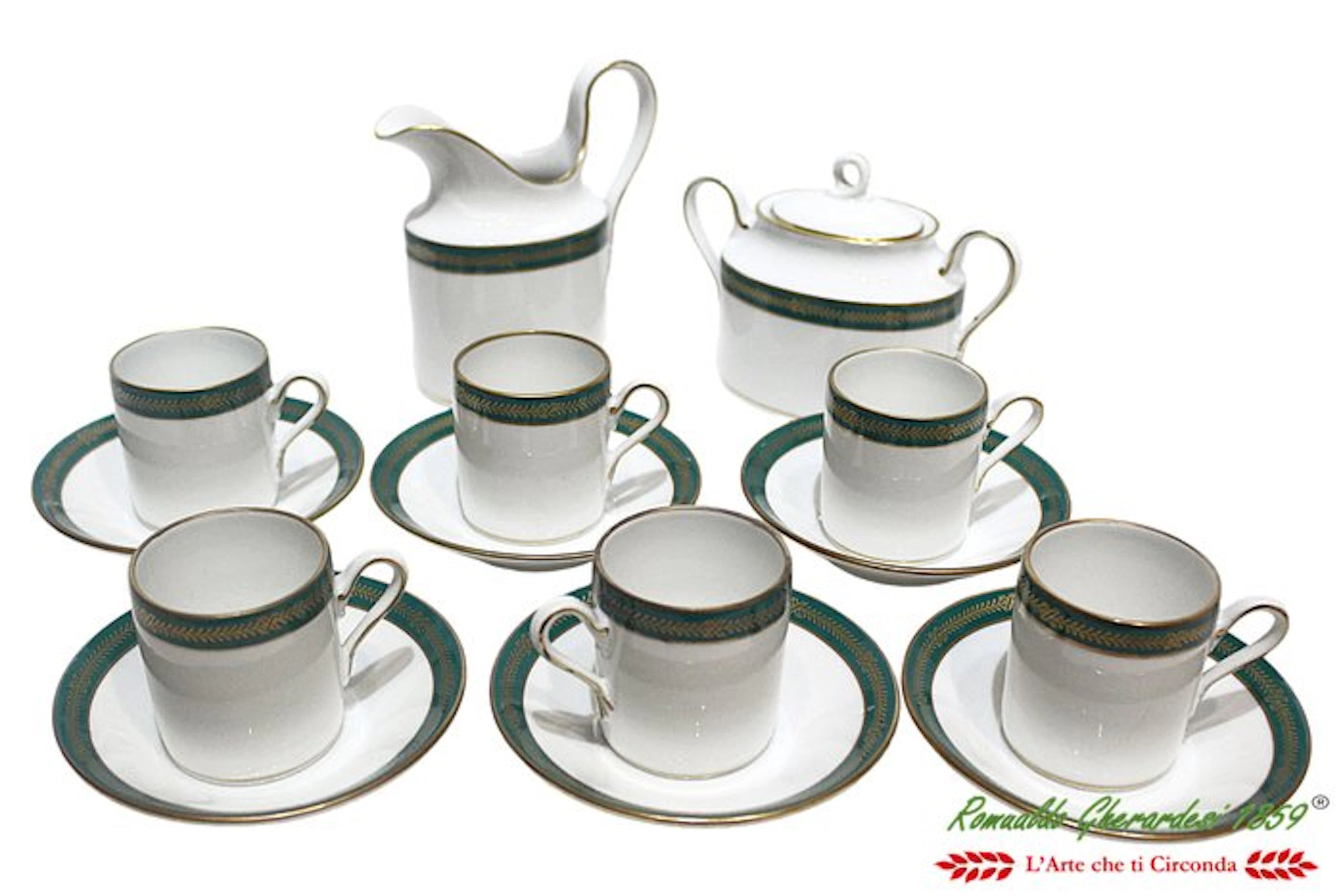 Richard Ginori ''Greca verde Oro'' - Coffee service - Porcelain