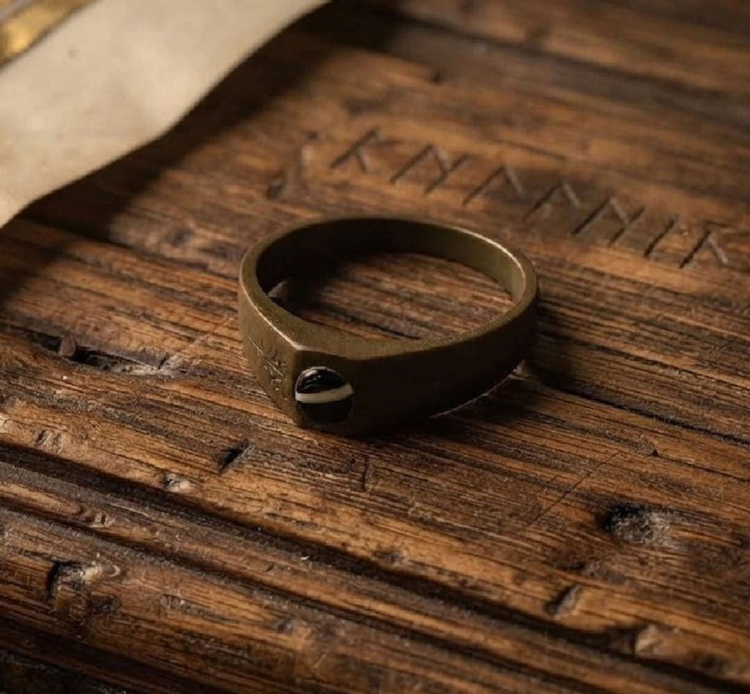Medieval Bronze Ring with a decorative insert