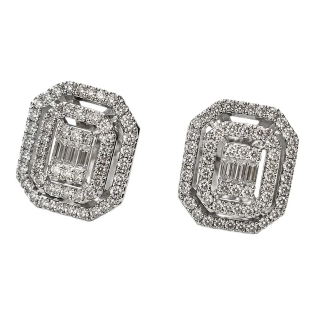 Earrings - 18 kt. White gold - 1.50ct. tw. Diamond (Natural) - Diamond