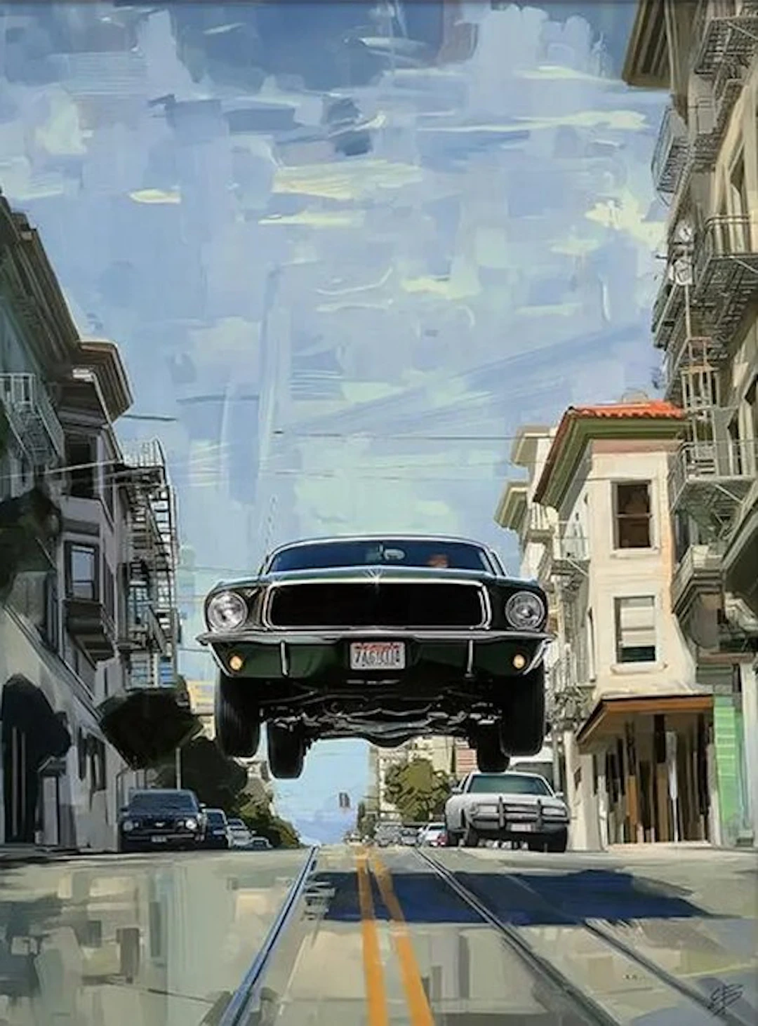 CREATIVE_HUB - Bullit jump - Steve McQueen - Ford Mustang fastback GT 1968