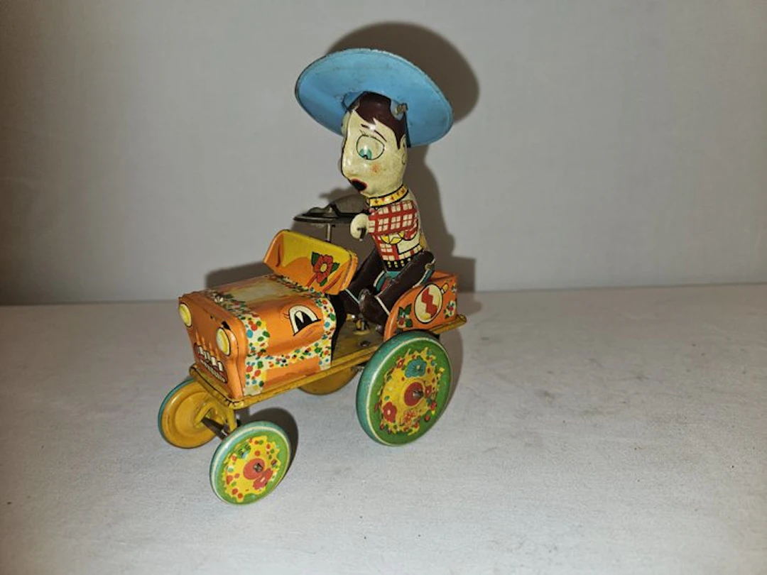 Alps - Toy Man met hoed op auto - 1940-1950 - Japan