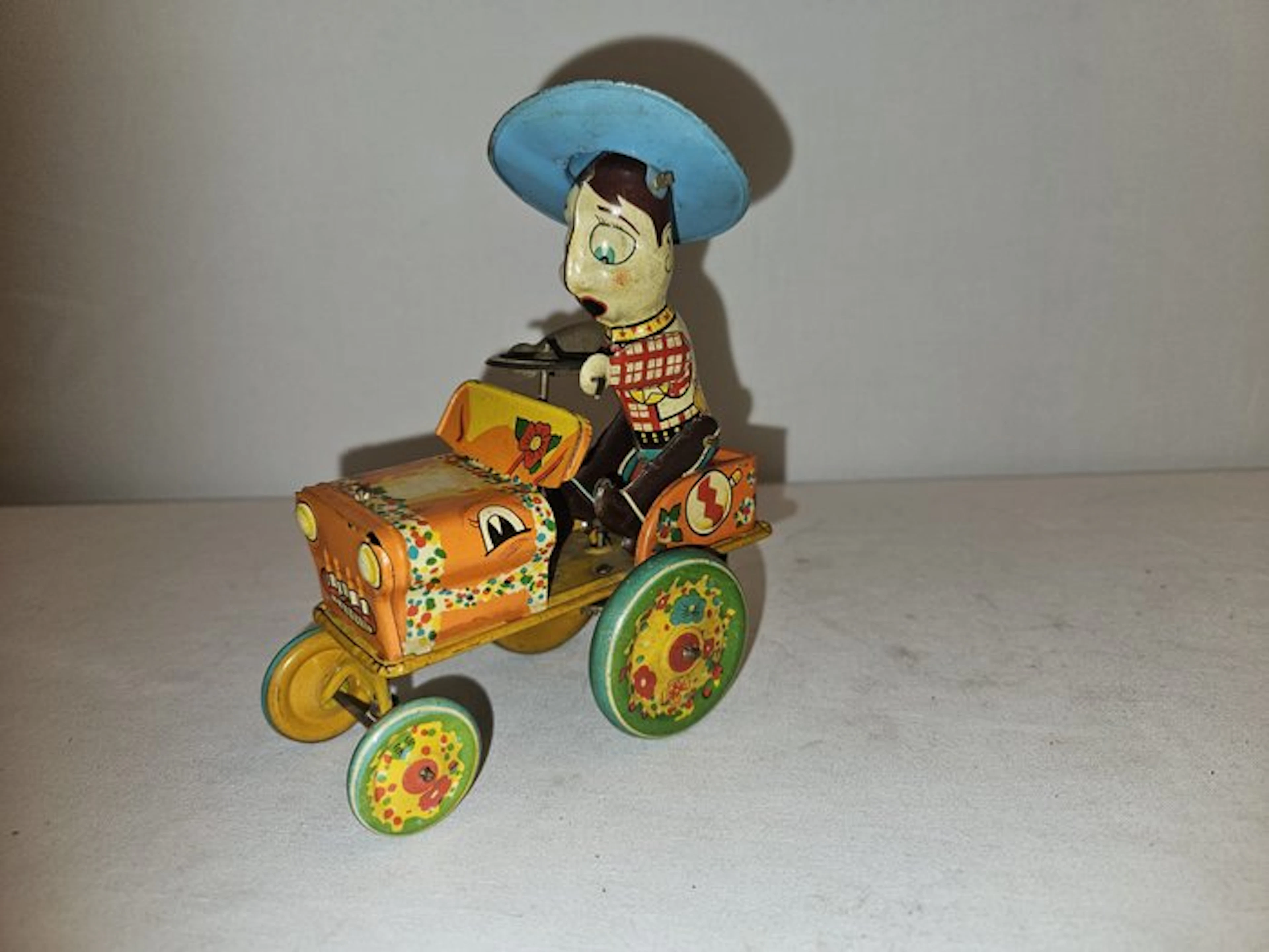 Alps - Toy Man met hoed op auto - 1940-1950 - Japan