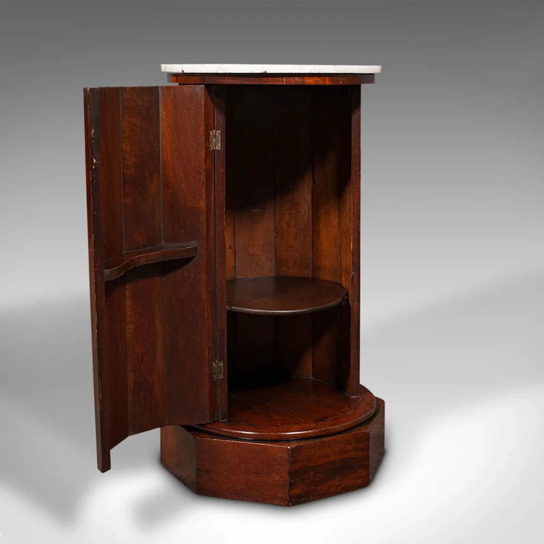 Antique Pedestal Cabinet, English, Column, Nightstand, Cupboard, Victorian