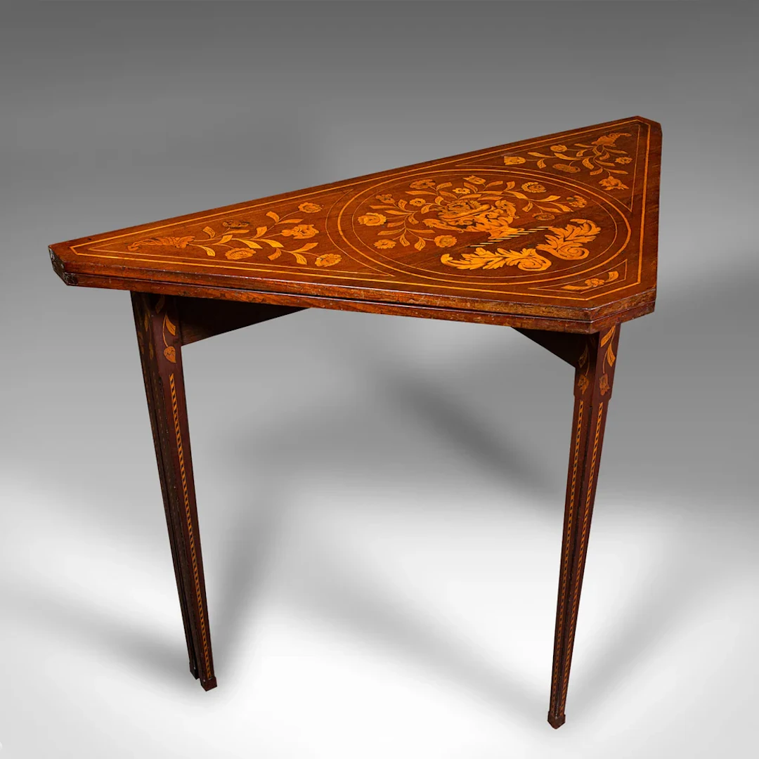 Antique Flower Display Table, Dutch, Inlaid, Console, Gate Leg, Georgian, 1780