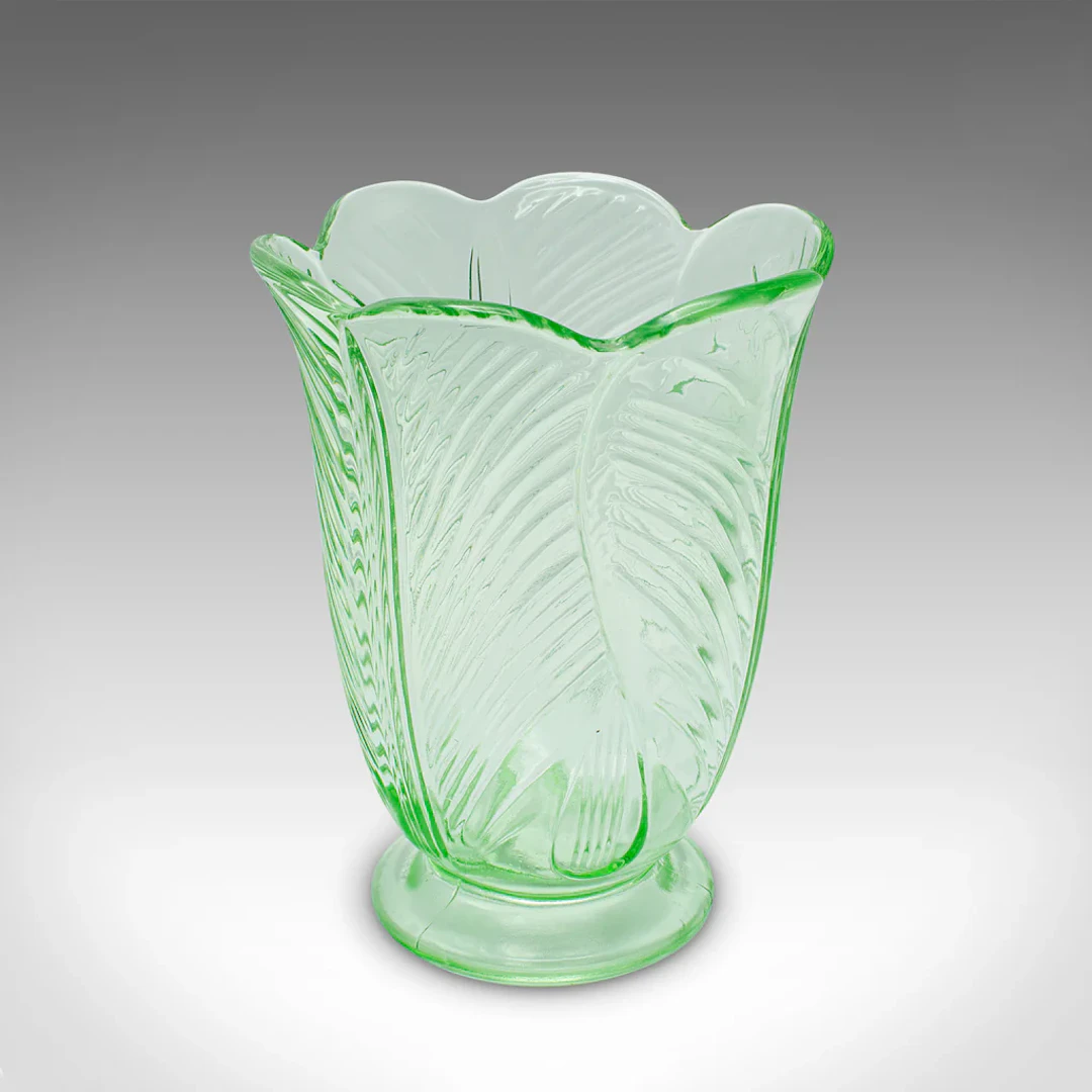 Vintage Art Deco Vase, English, Tulip Form, Glass Flower Pot, Early