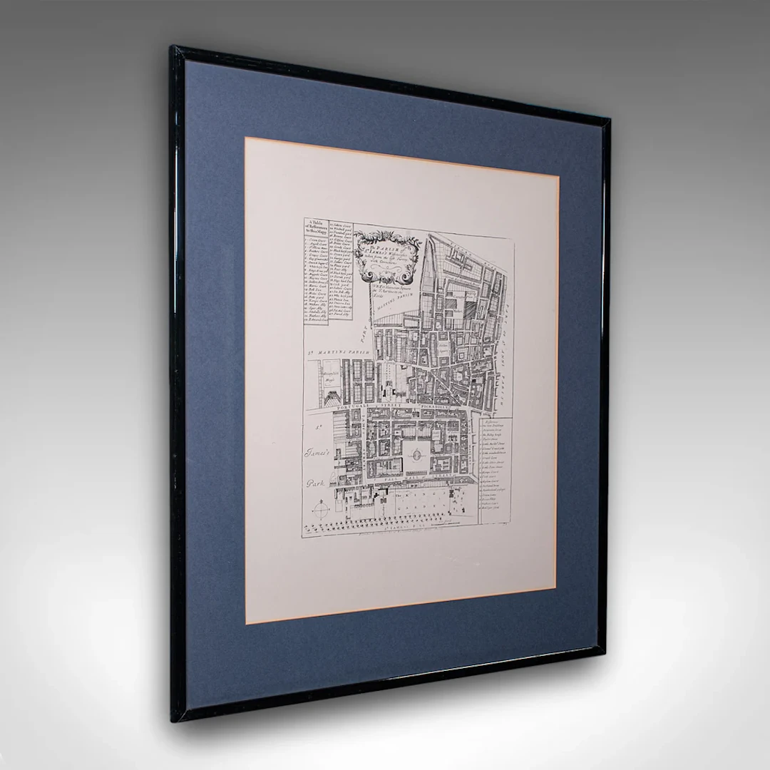 Vintage 18th Century Street Map, London, St James's Westminster, Cartography