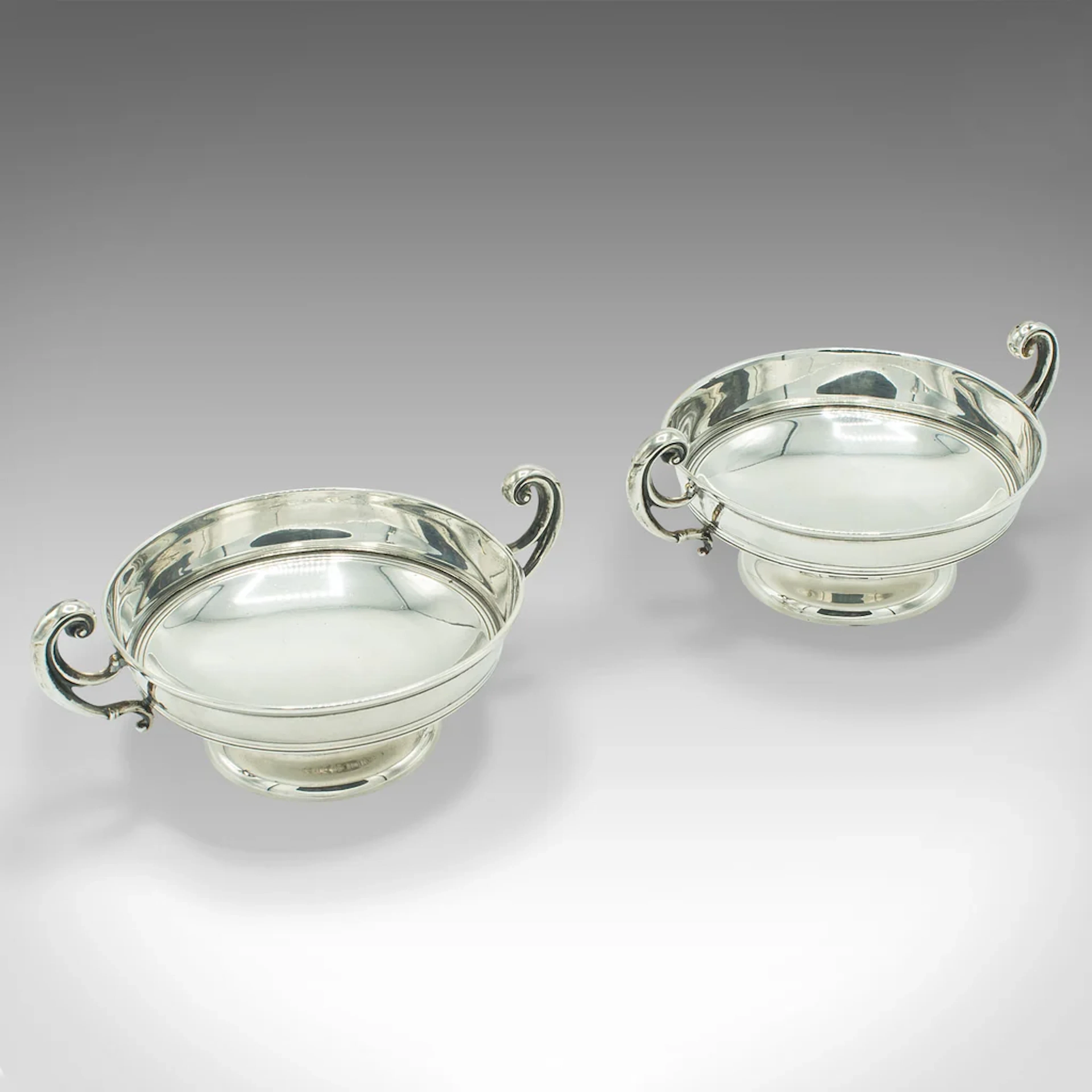 Pair Of Antique Bonbon Dishes, English, Sterling Silver, Serving Bowl