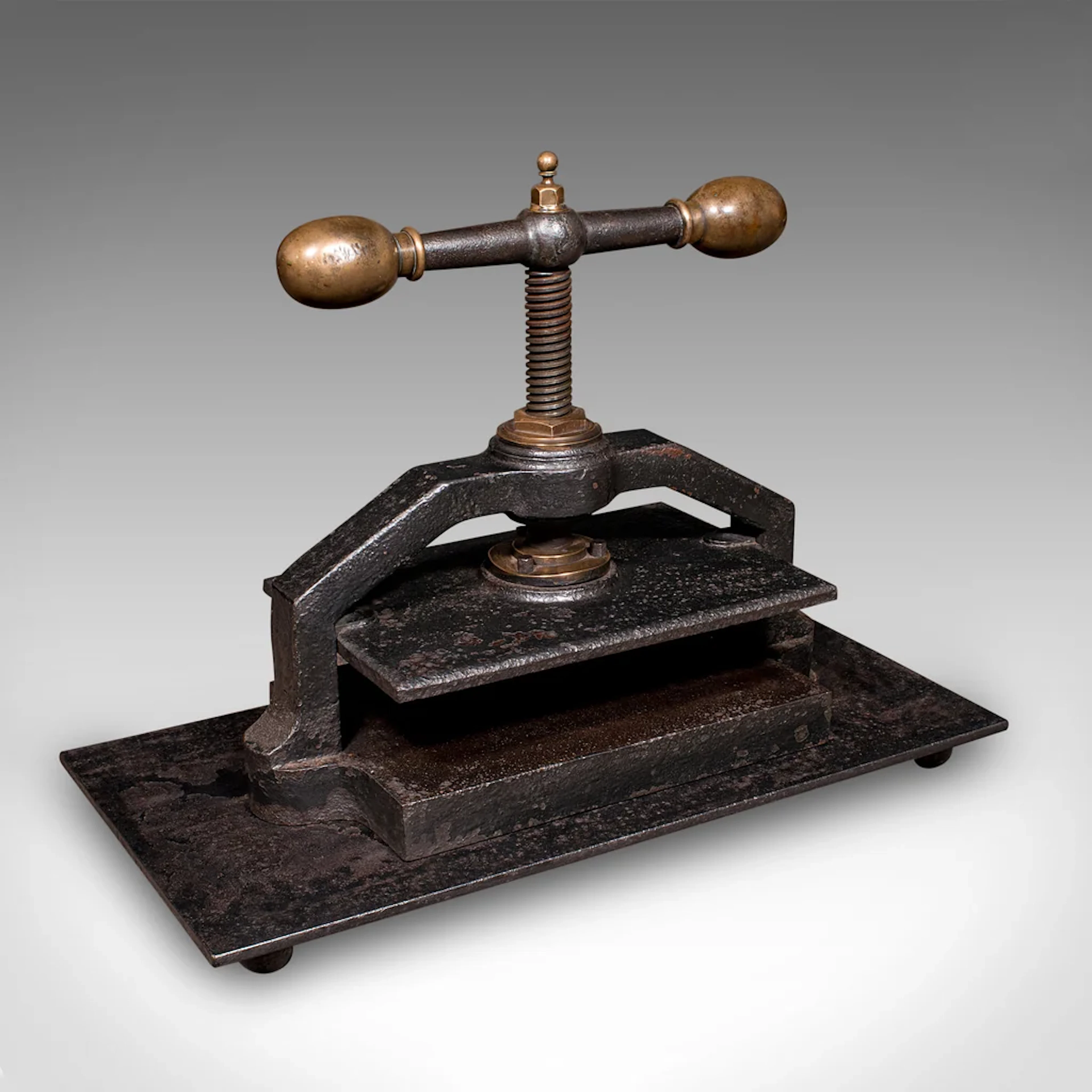 Heavy Antique Book Press, English Cast Iron, Bronze, Industrial Binder