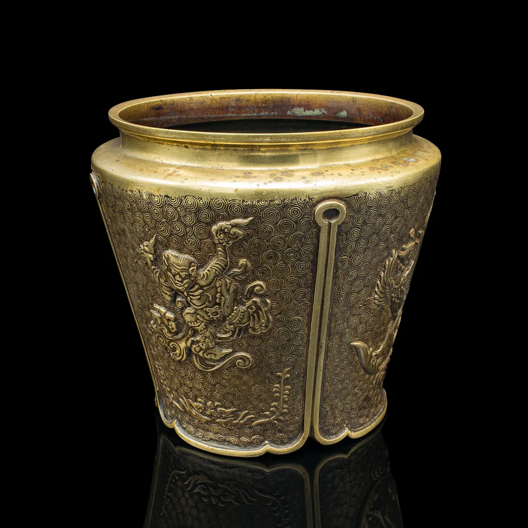 Antique Decorative Planter, Chinese, Bronze, Jardiniere, Qing Dynasty