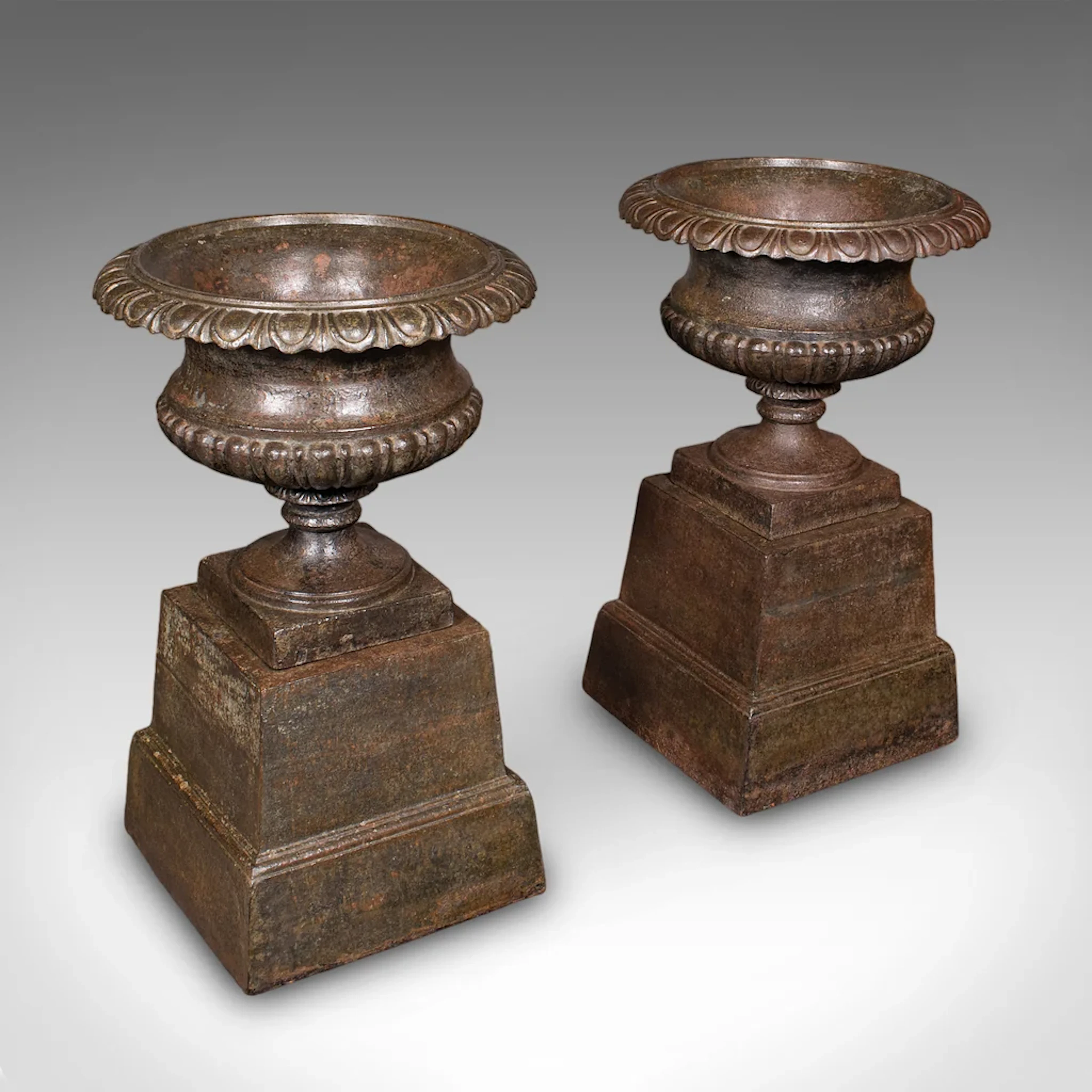 Pair of Antique Garden Planters, English, Outdoor Display Urn, Victorian