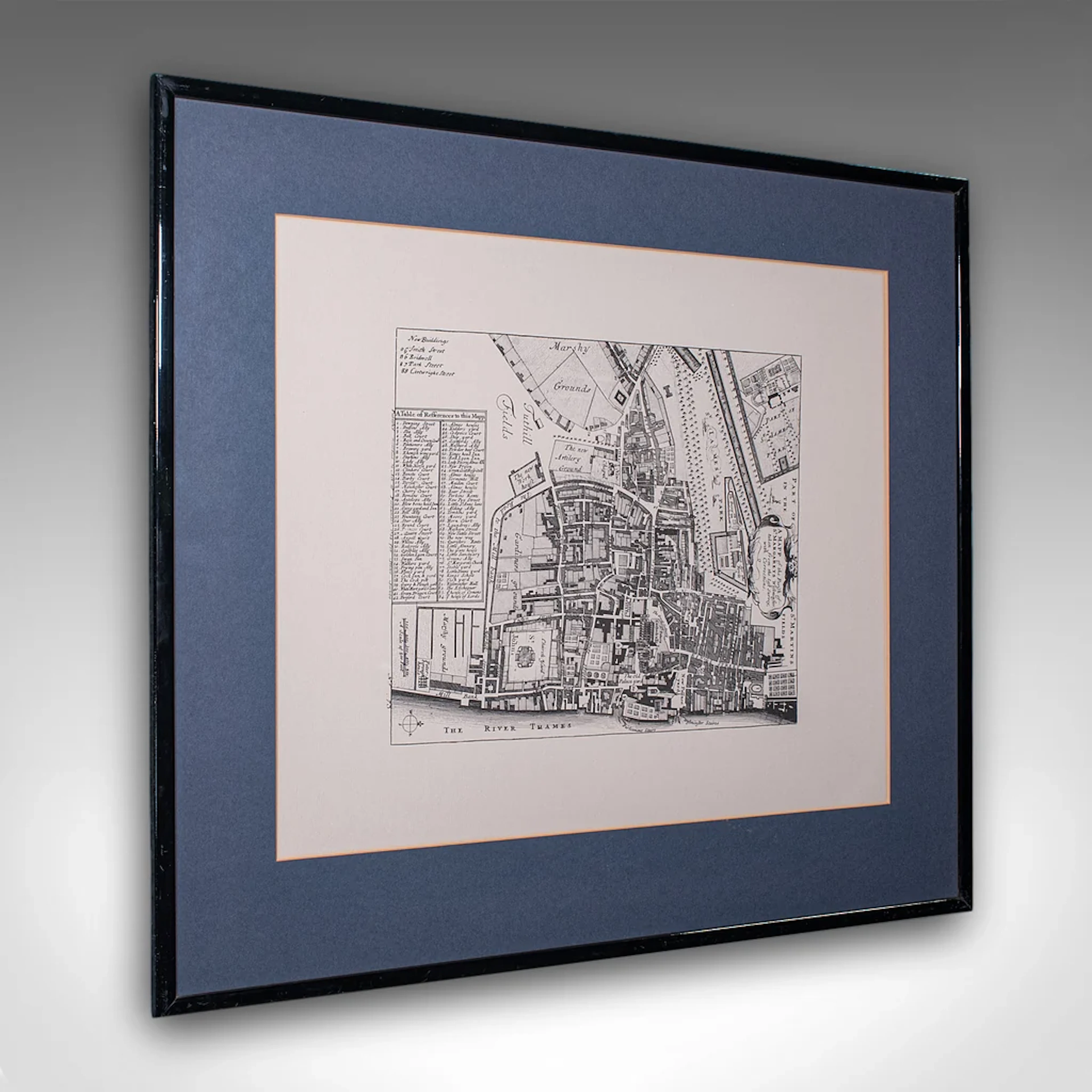 Vintage 18th Century Street Map, London, Houses of Parliament, Westminster