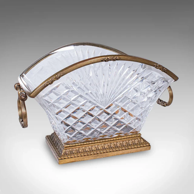 Antique Serving Dish, French, Cut Glass, Ormolu, Bowl, Empire Taste, Victorian