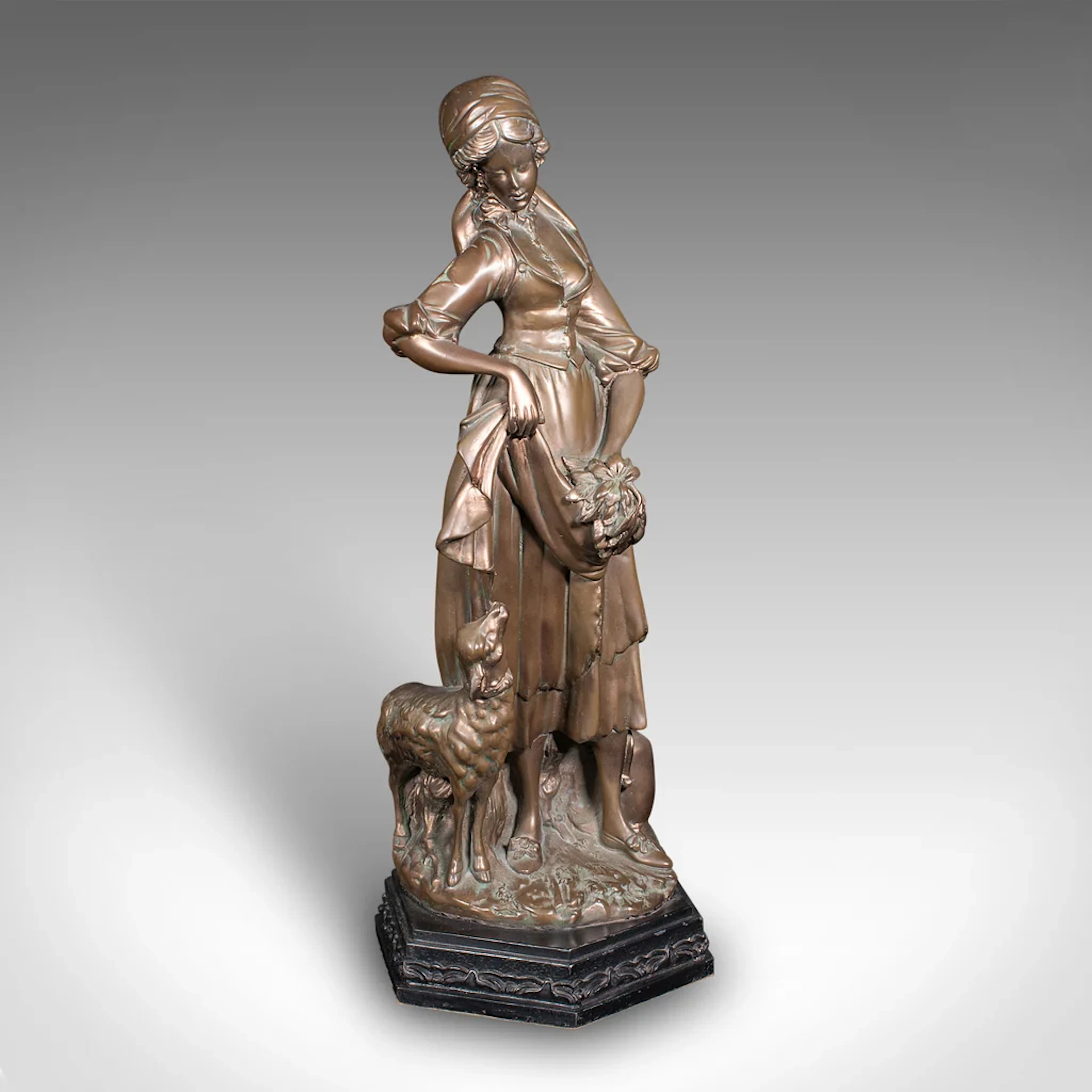 Tall Antique Female Figure, Austrian, Bronzed Plaster, Statue, Victorian