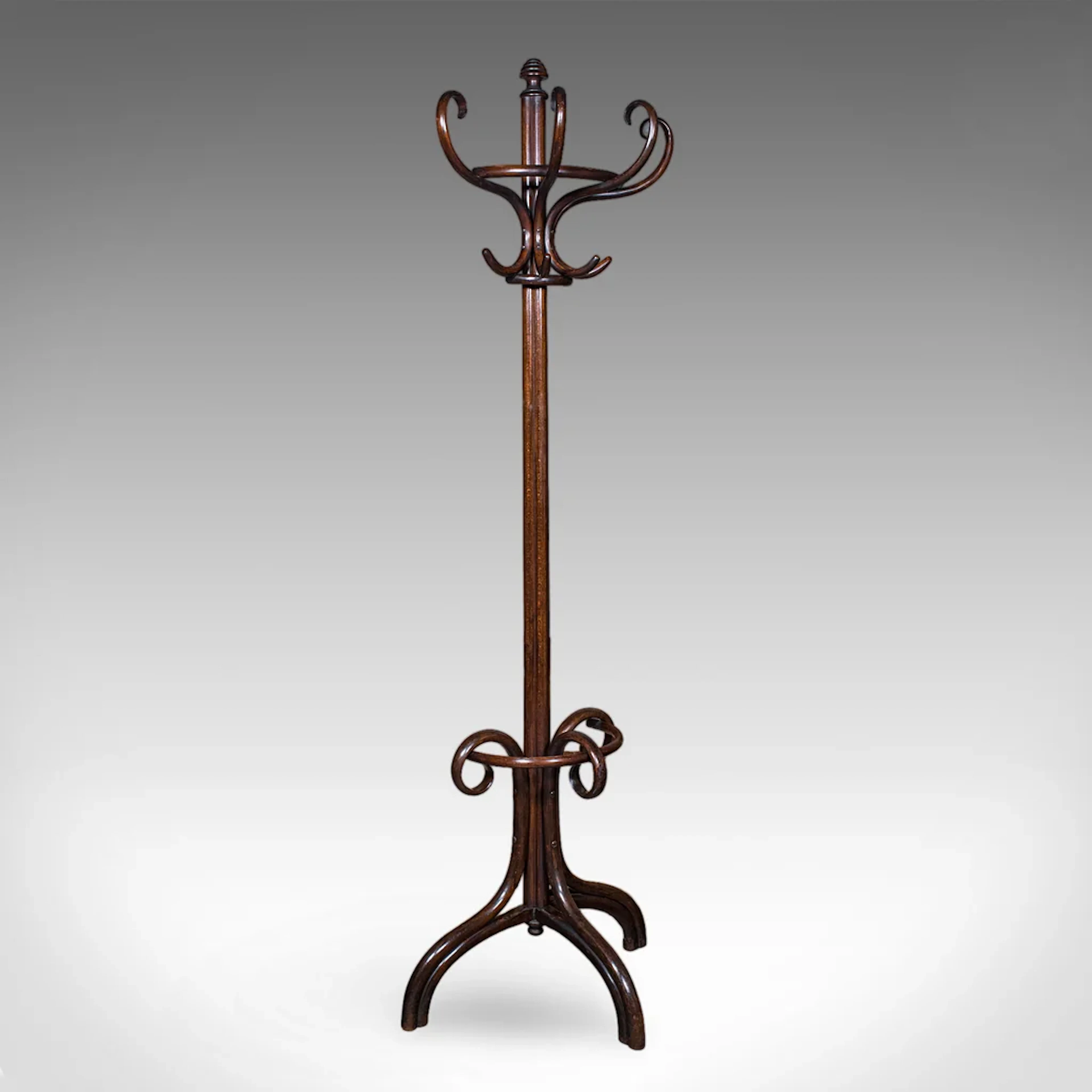 Antique Half Hall Stand, Austrian, Bentwood, Coat Tree, Rack, Thonet, Victorian