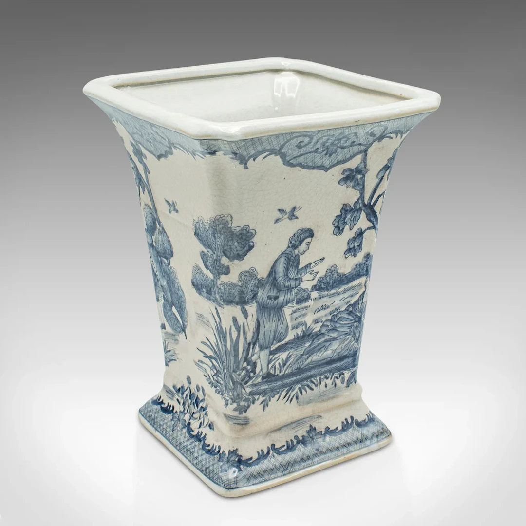 Vintage Trumpet Vase, Chinese, Ceramic, Flower Sleeve, European Romantic Taste