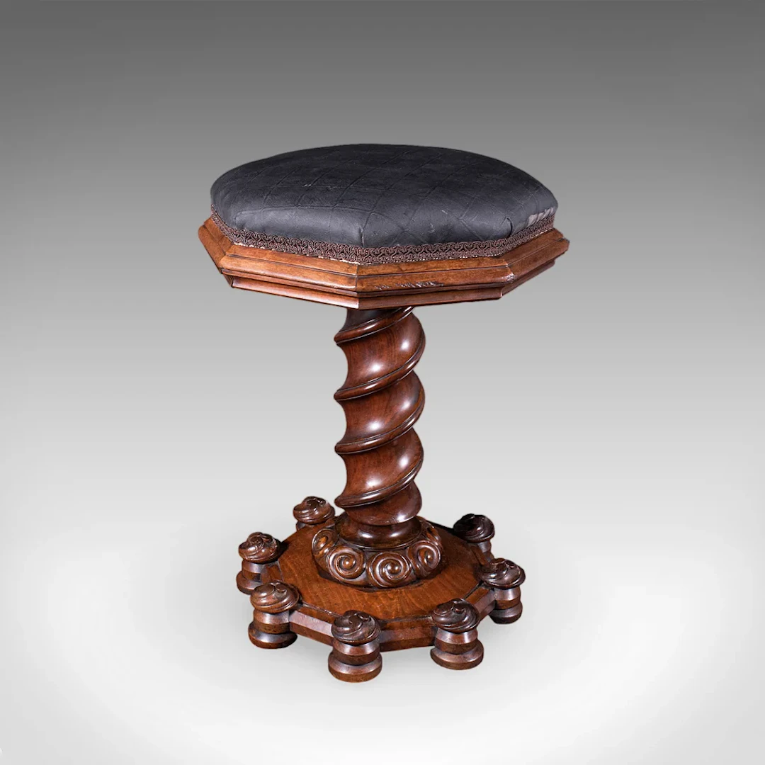 Antique Estate Chapel Organist's Stool, Scottish, Walnut Music Riser