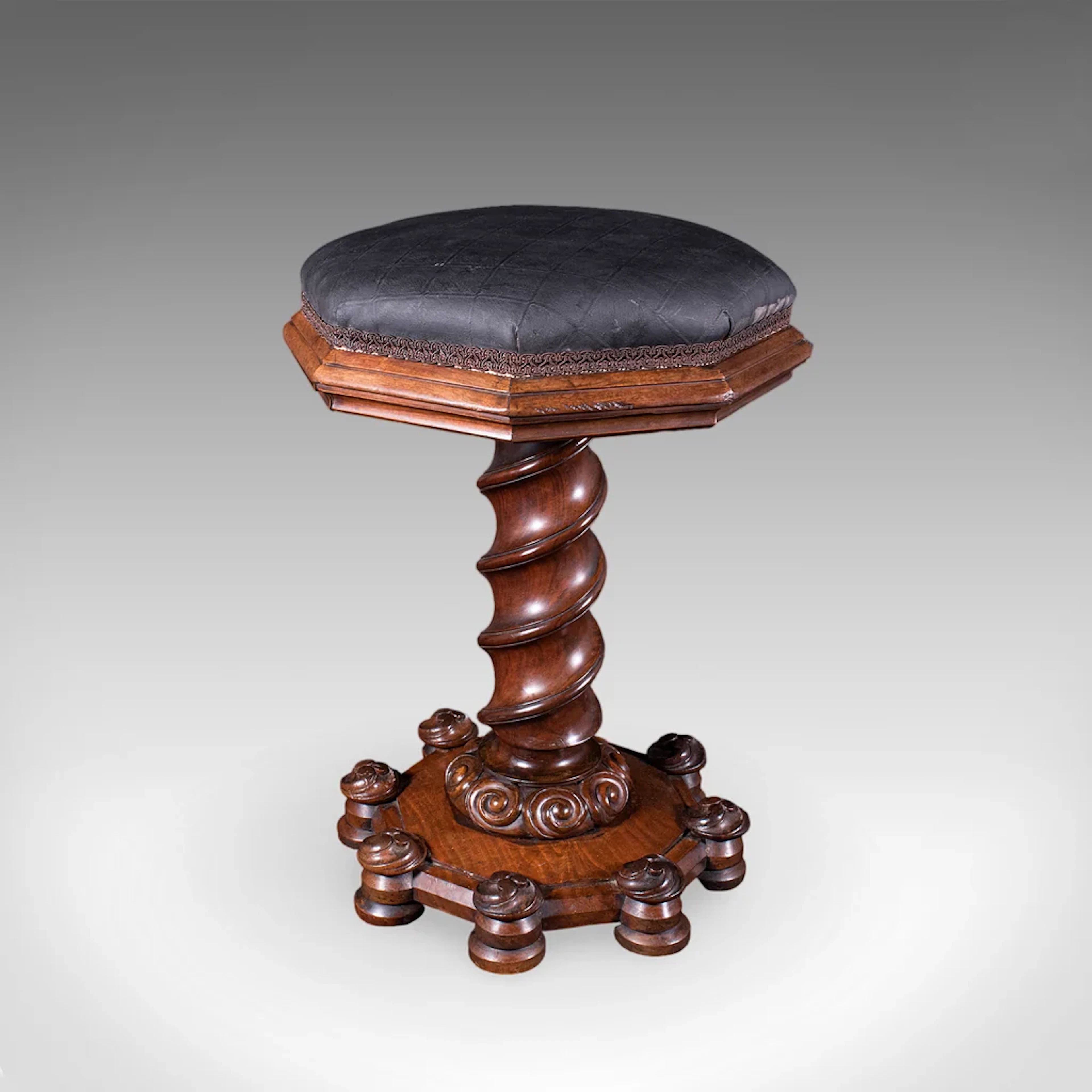 Antique Estate Chapel Organist's Stool, Scottish, Walnut Music Riser
