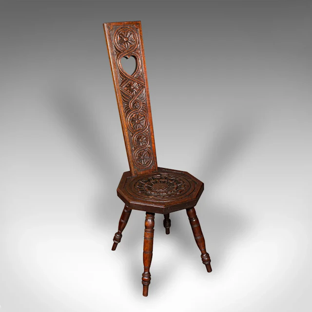 Antique Spinning Chair, English, Carved, Work Stool, Seat, Victorian