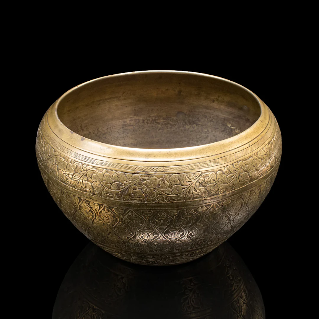 Vintage Offering Bowl, South East Asian, Brass, Jardiniere Pot, Art