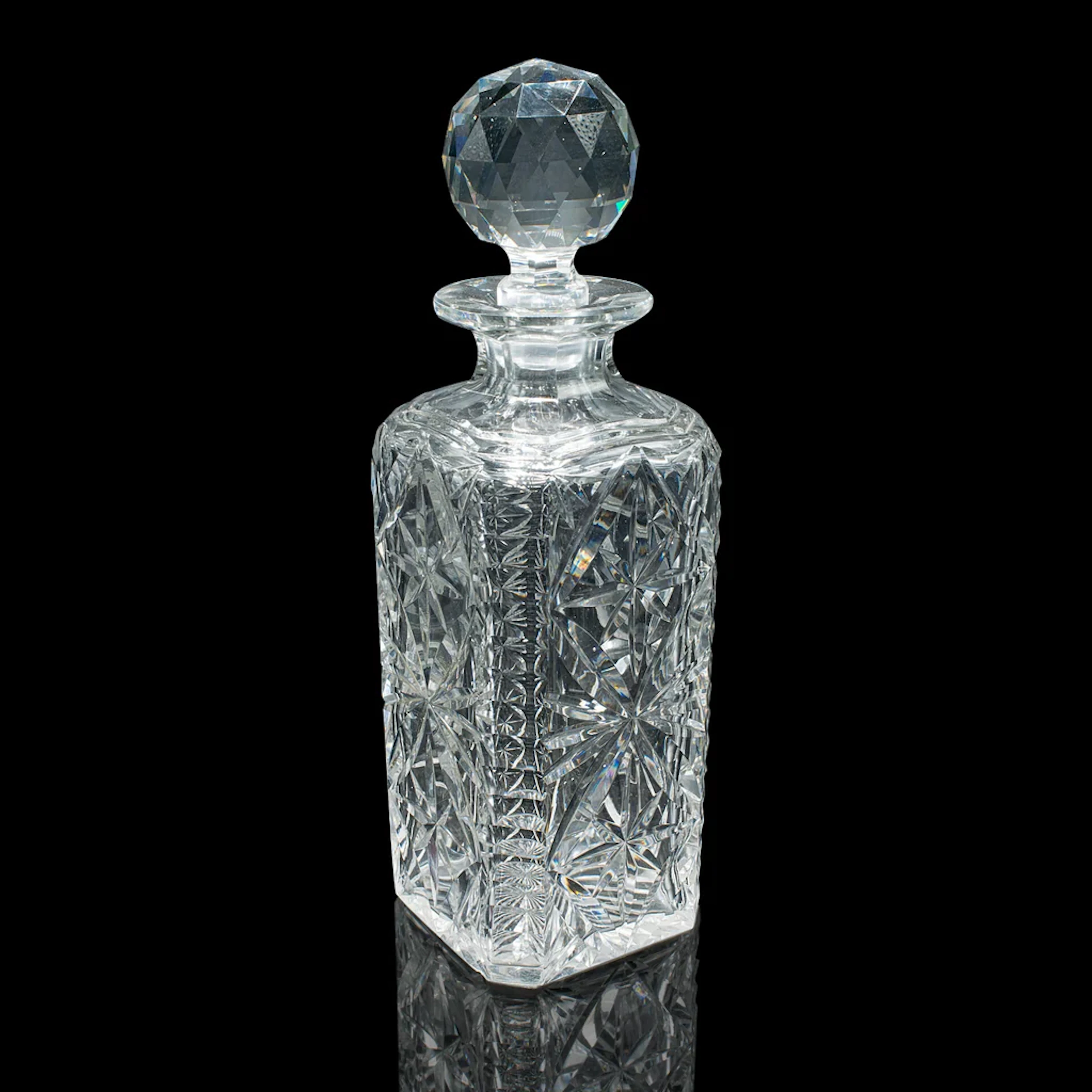 Vintage Whisky Decanter, English Cut Glass, Bourbon, Scotch, Carafe