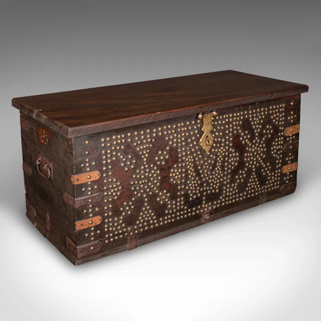 Antique Studded Zanzibar Chest, African, Carriage Trunk, Victorian, Circa 1850