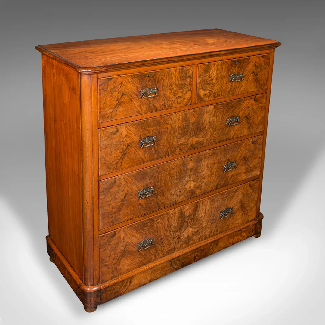 Large Antique Gentleman's Tallboy, English, Walnut, Chest of Drawers, Victorian