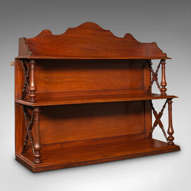 Antique Mounted Whatnot, English, Bookshelf, Collectibles Shelf, Victorian