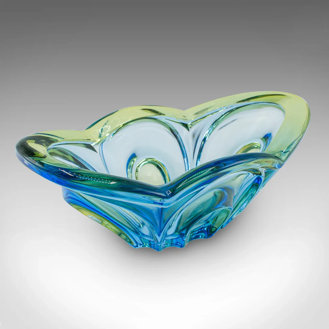 Vintage Display Bowl, German, Art Glass, Fruit Serving Dish, Kitchen
