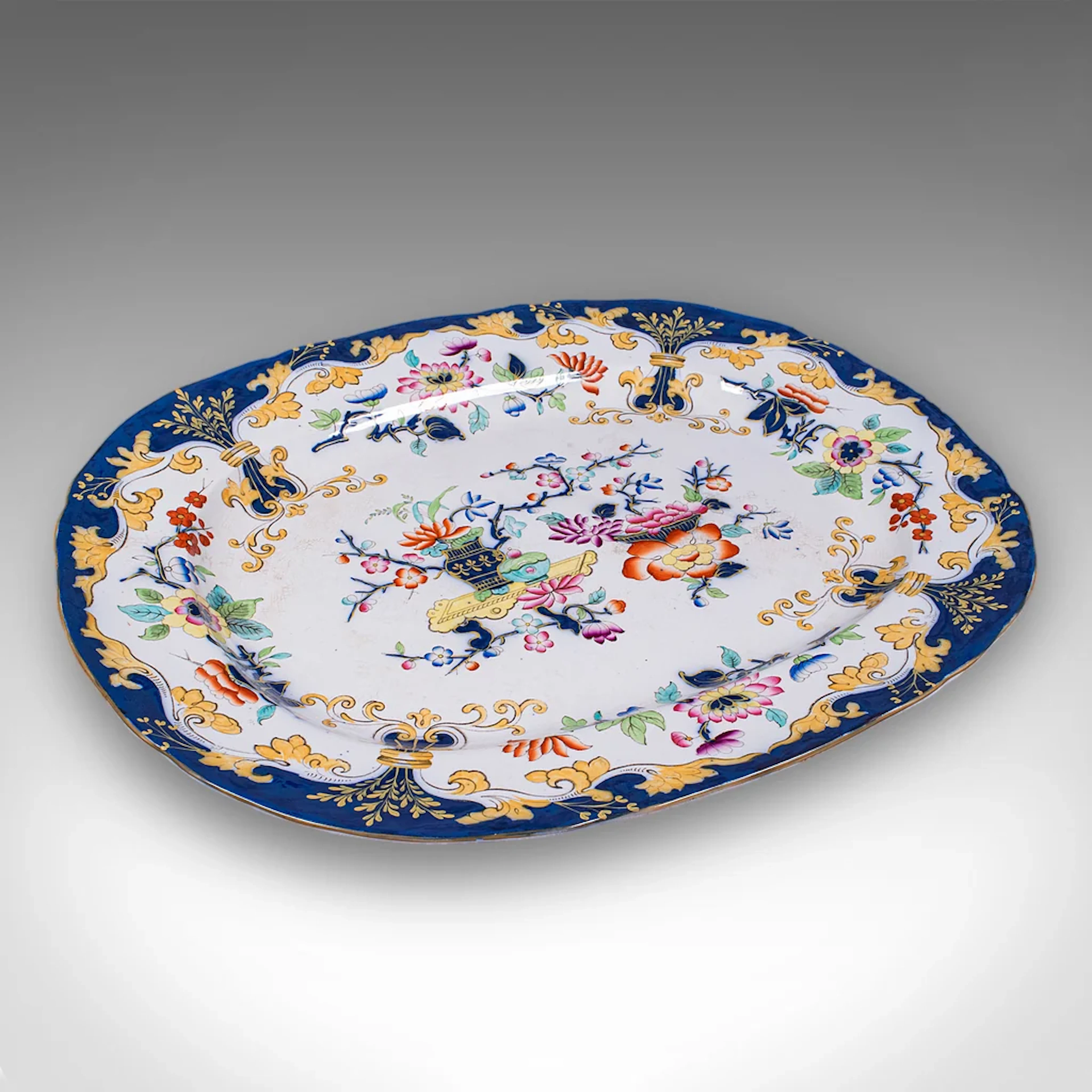 Antique Game Plate, English, Ceramic, Meat Serving Platter, Poultry, Victorian