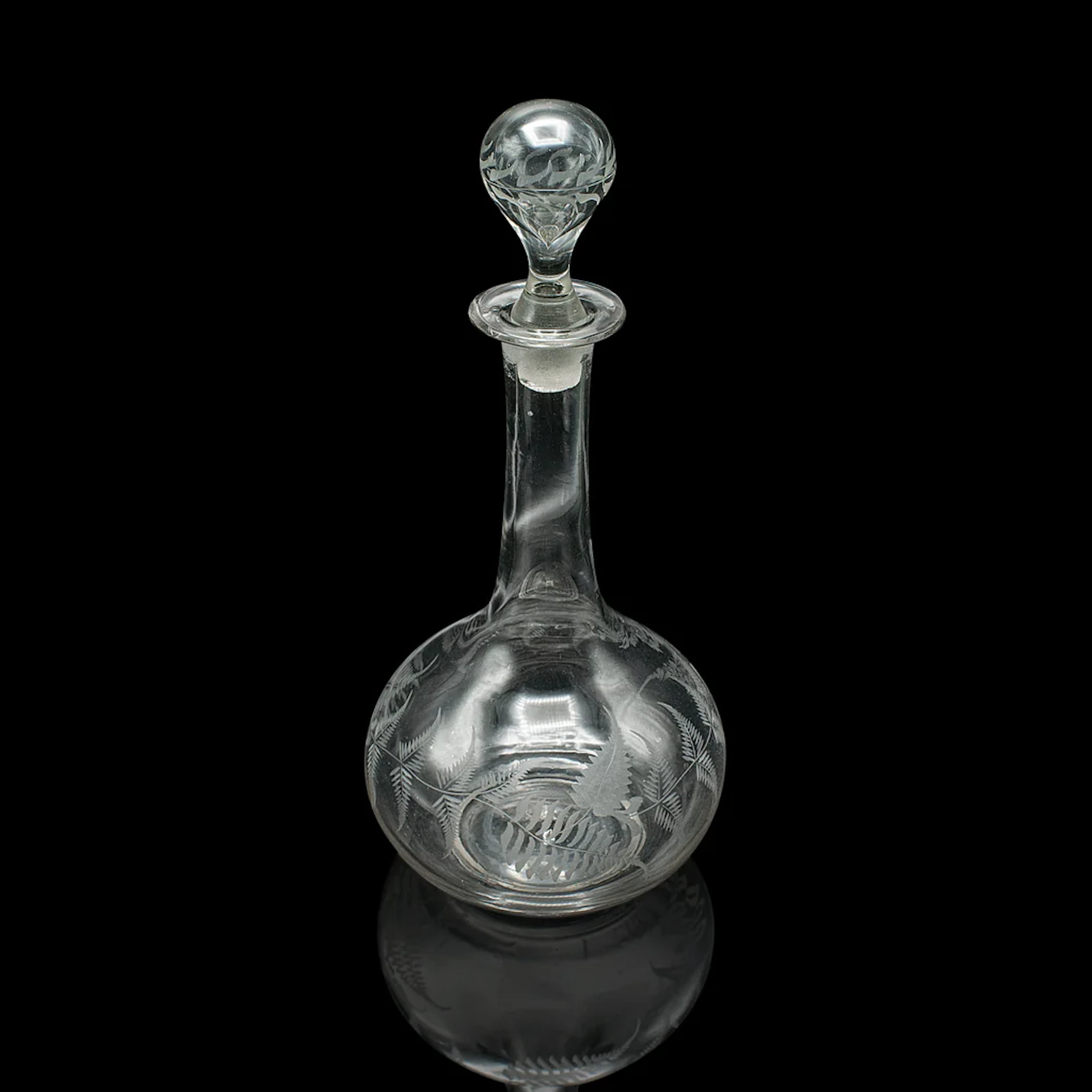 Vintage Wine Decanter, English, Glass, Aerator, Liqueur Vessel, Mid