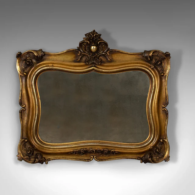 Antique Wall Mirror, Mid-Sized, Italian, Gilt Frame, Vanity, 19th