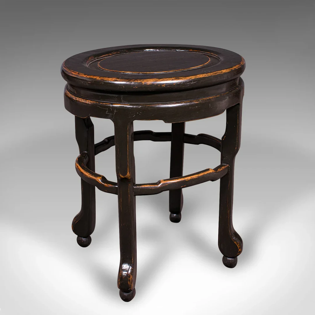 Antique Oval Side Table, Japanese, Ebonised Elm, Lamp, Wine, Victorian, Meiji