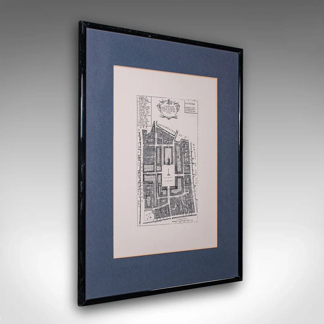 Vintage 18th Century Street Map, London, Covent Garden, The Strand, Cartography